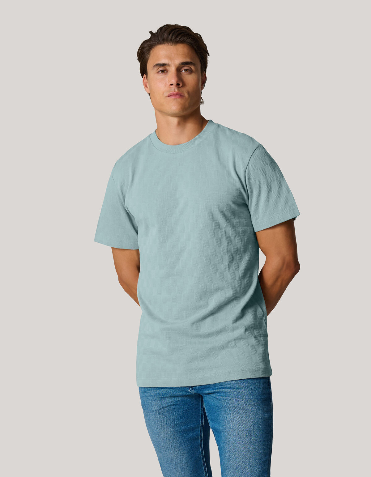 Blocktextur-T-Shirt Hellgrau SHOEBY MEN