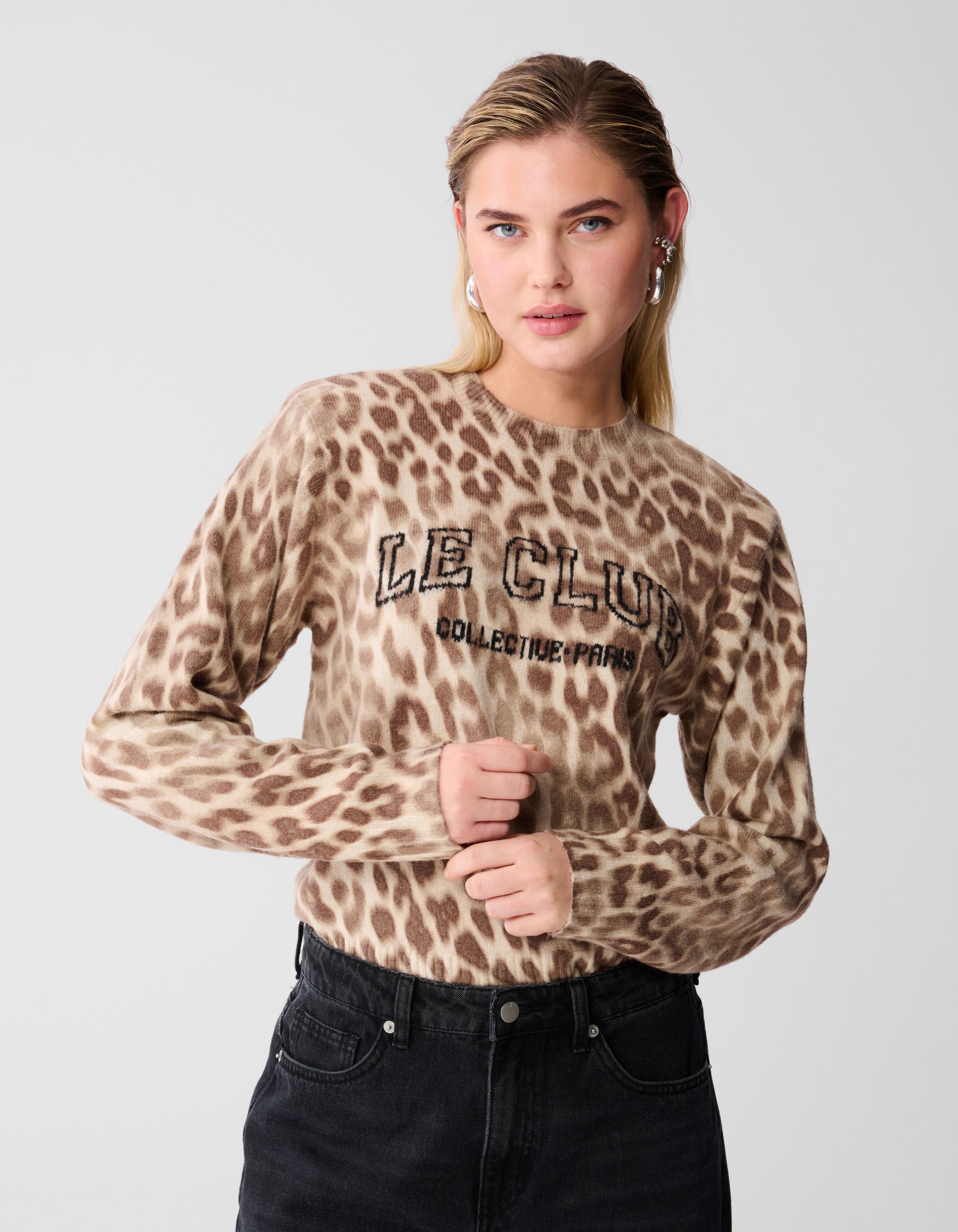 Leopard Artwork Strickpullover Sand SHOEBY WOMEN