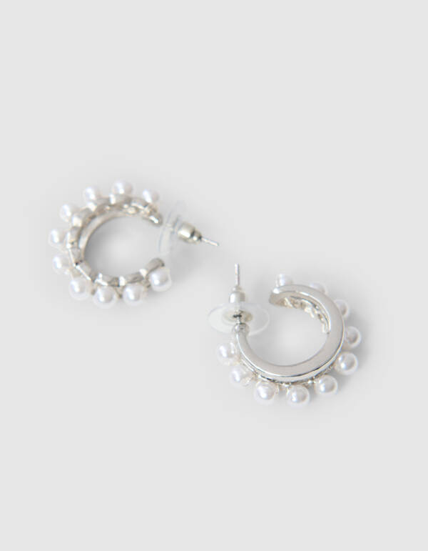 Pearl Hoop Oorbellen Zilver SHOEBY ACCESSOIRES