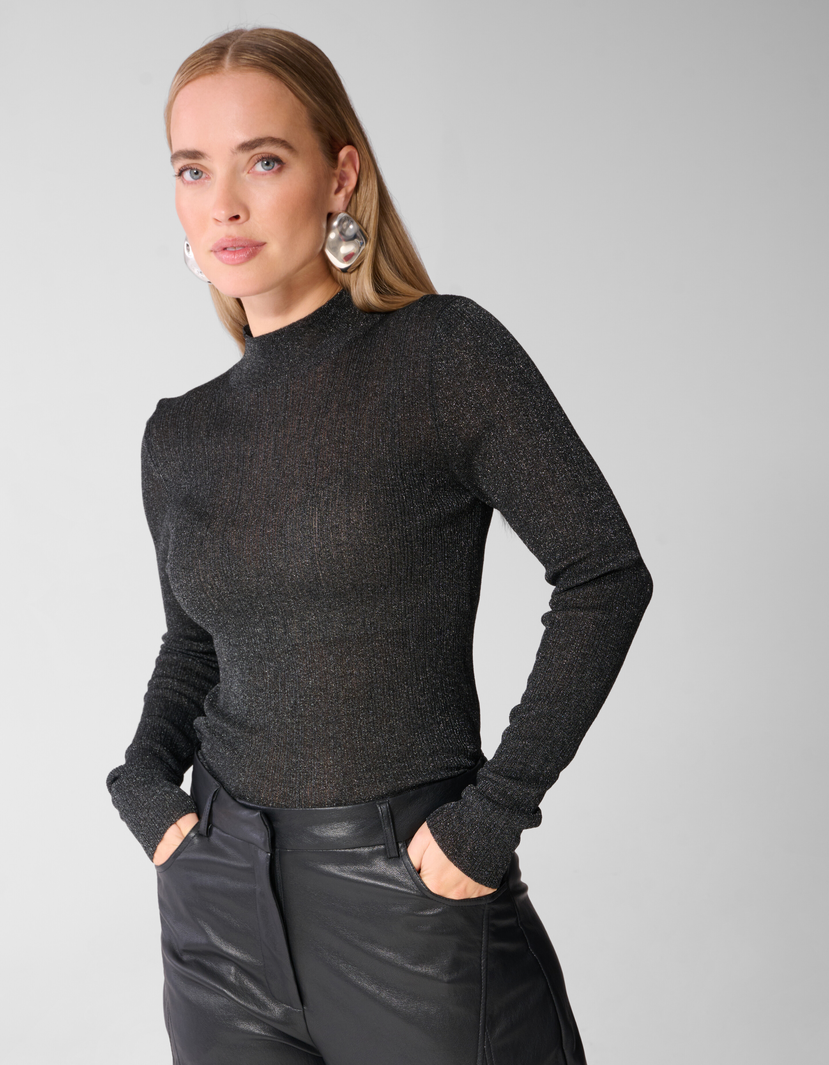 Glitzer Col Top Schwarz SHOEBY WOMEN