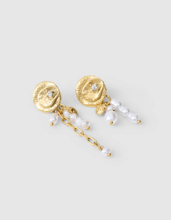 Runde Perlenohrringe Gold SHOEBY ACCESSOIRES