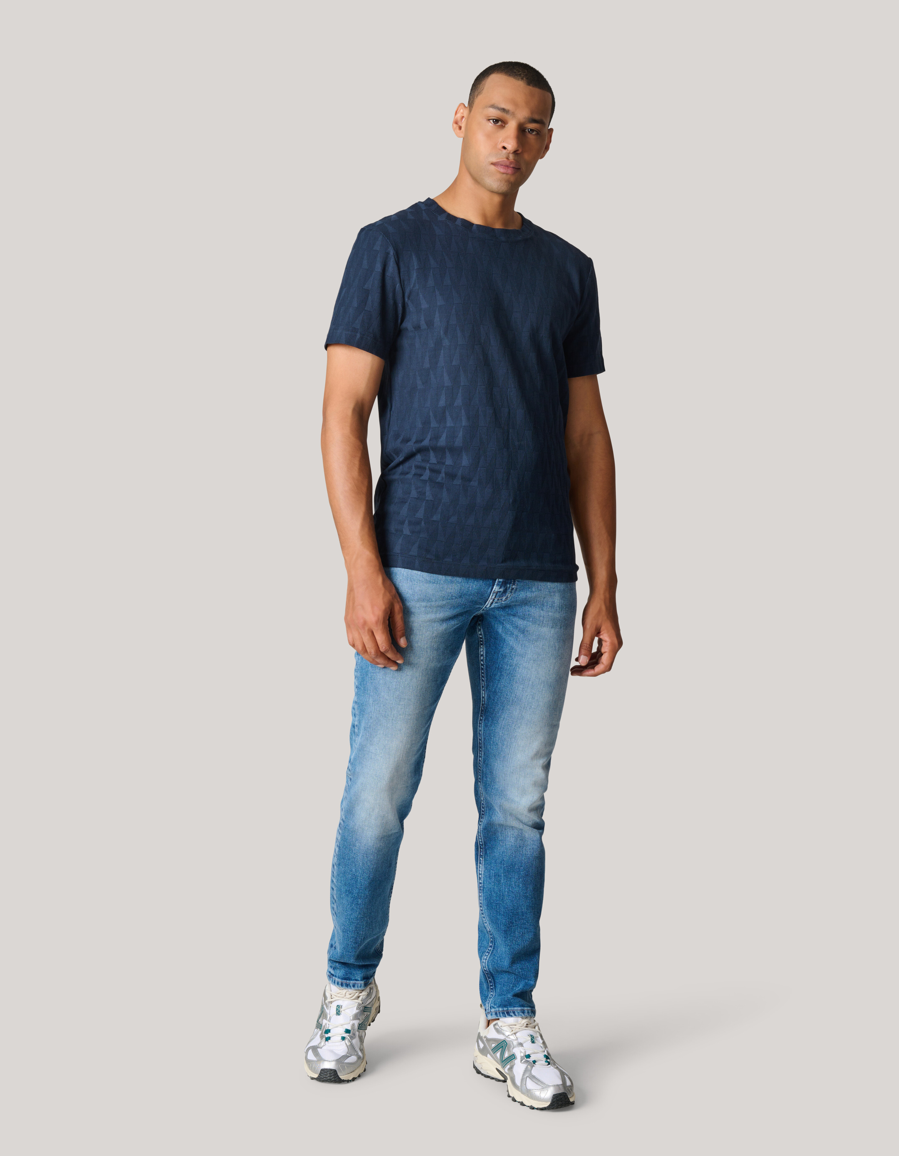 Jacquard T-shirt Dunkelblau SHOEBY MEN