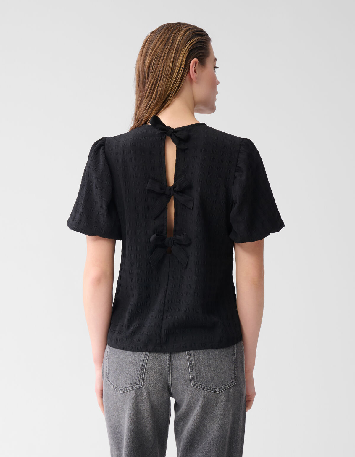 Crinkle Bow Top Schwarz SHOEBY WOMEN