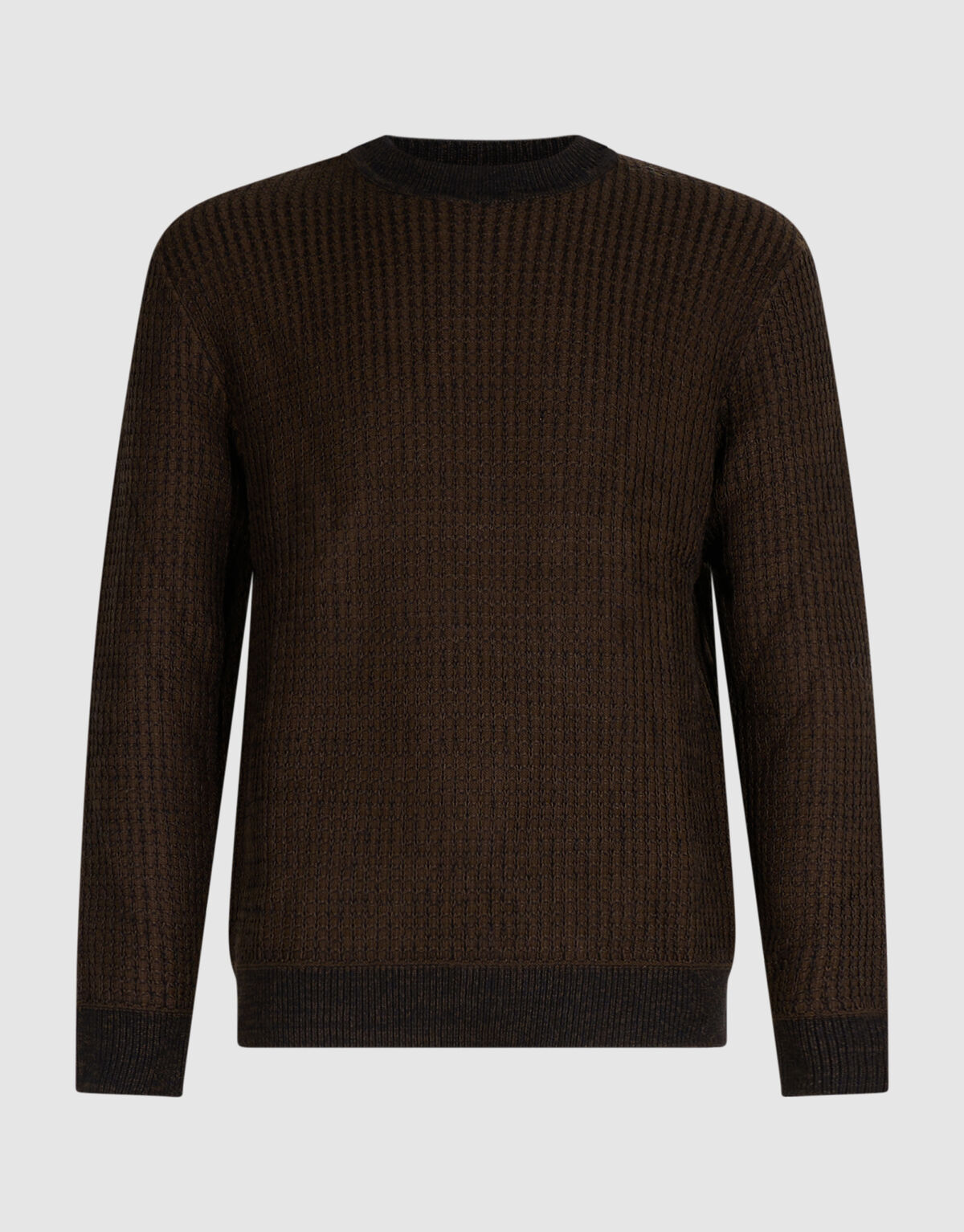 Waffelpullover mit Rundhalsausschnitt dunkelbraun SHOEBY MEN