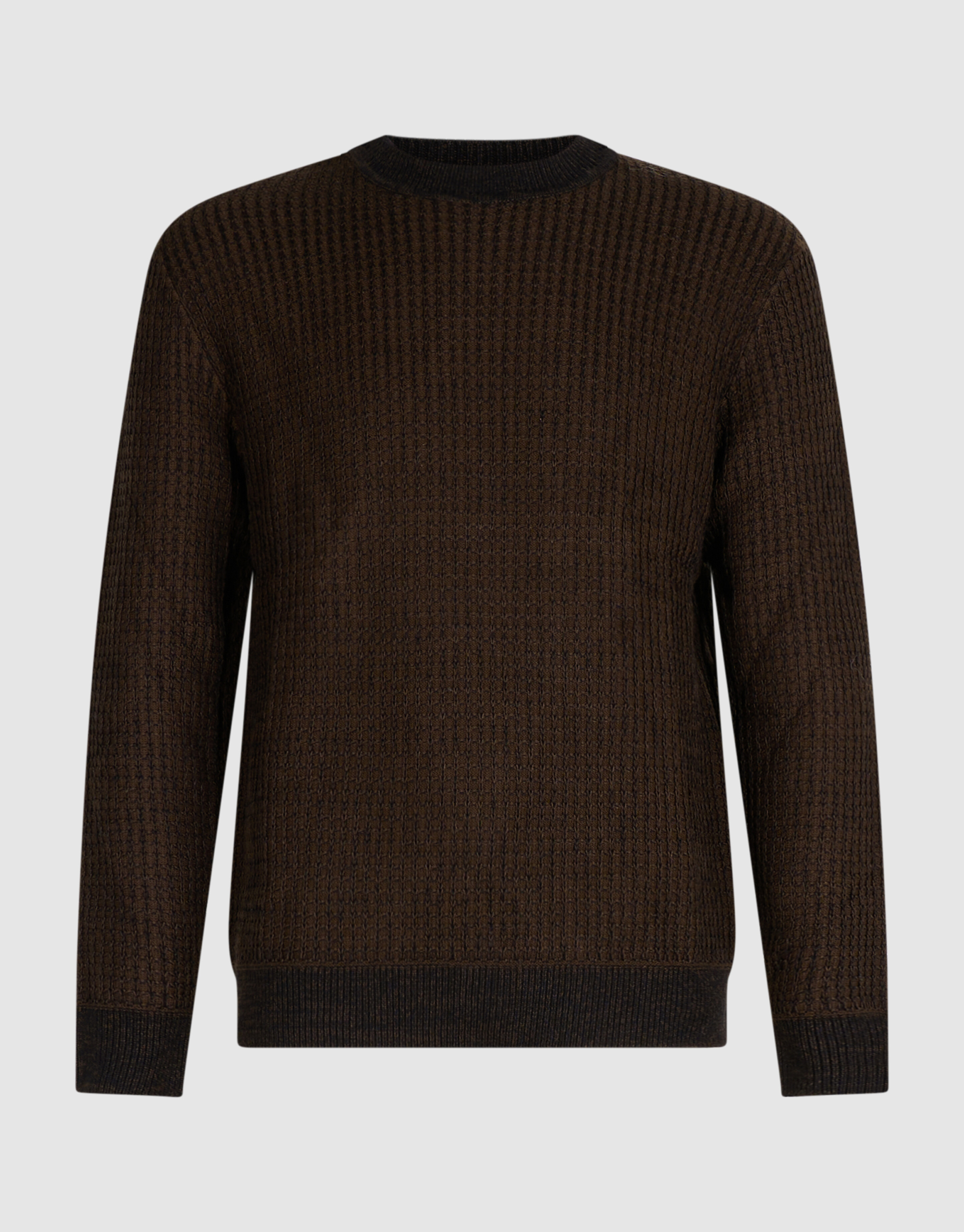 Waffelpullover mit Rundhalsausschnitt dunkelbraun SHOEBY MEN