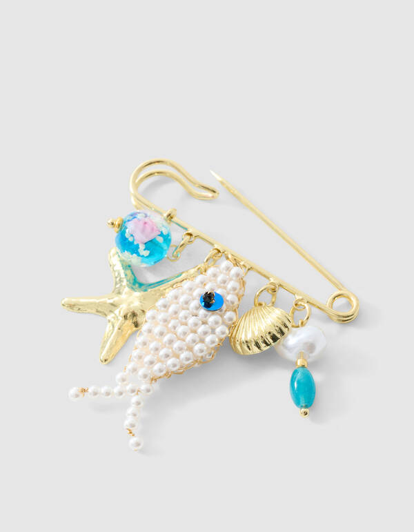 Pin Fisch Brosche Gebrochen Wei&szlig; SHOEBY ACCESSOIRES
