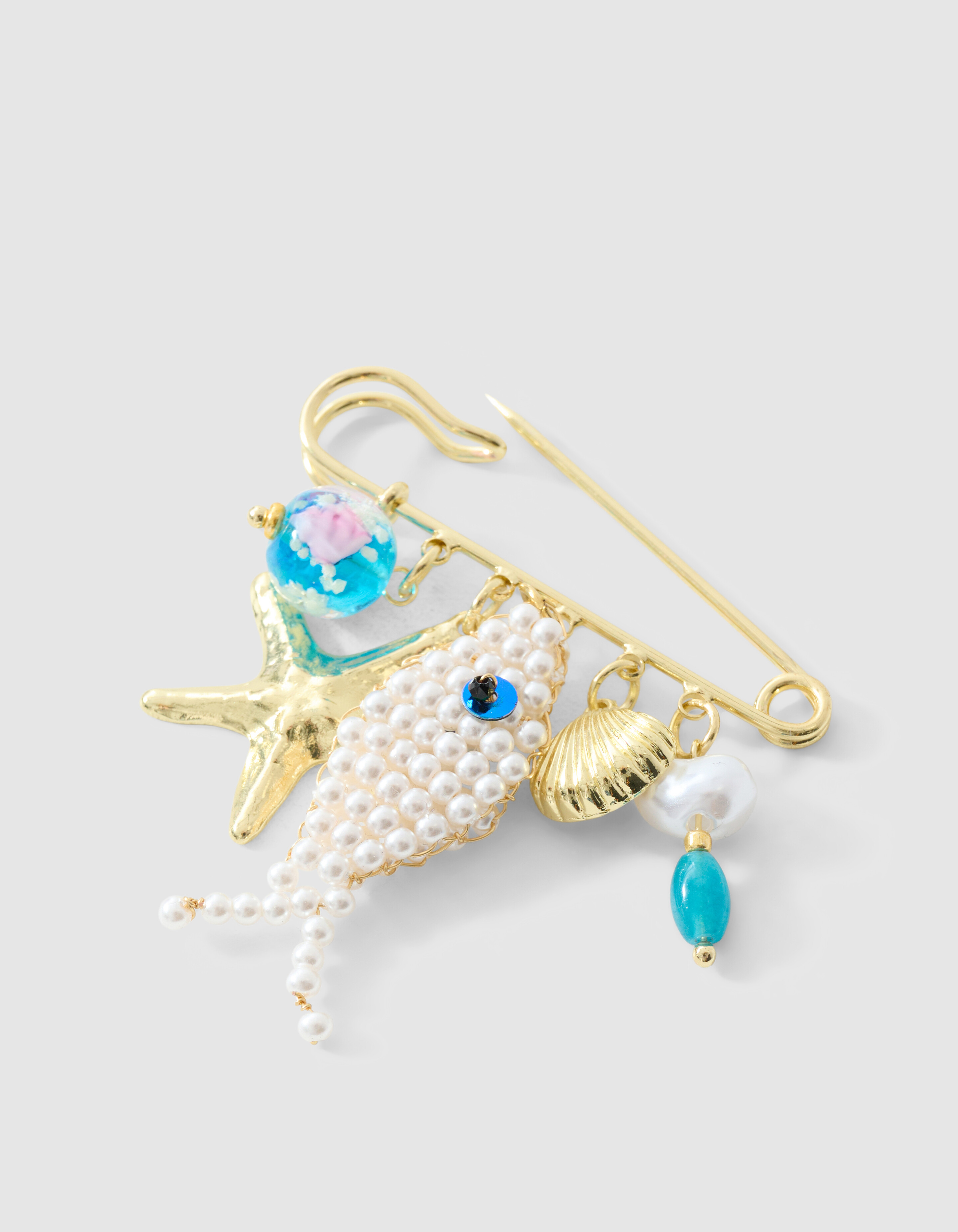 Pin Fisch Brosche Gebrochen Wei&szlig; SHOEBY ACCESSOIRES