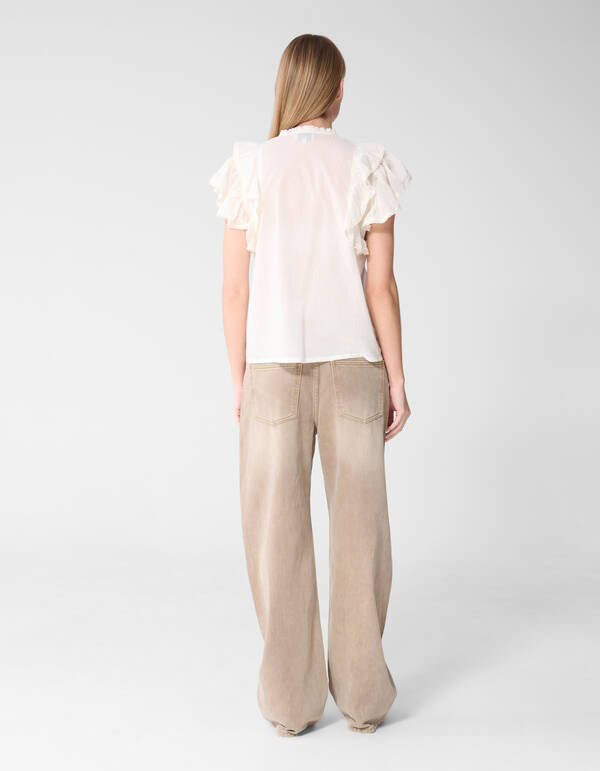 Kanten R&uuml;schen Top Wei&szlig; SHOEBY WOMEN