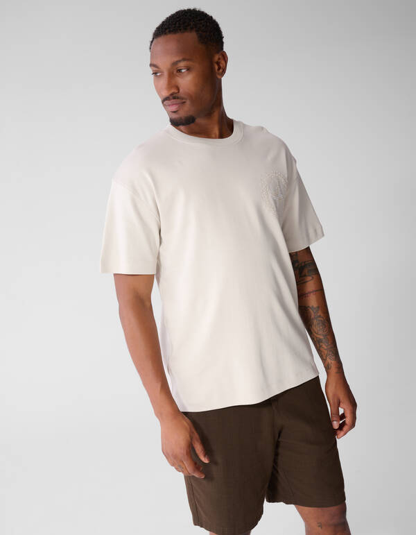 Besticktes Logo-T-Shirt Beige SHOEBY MEN