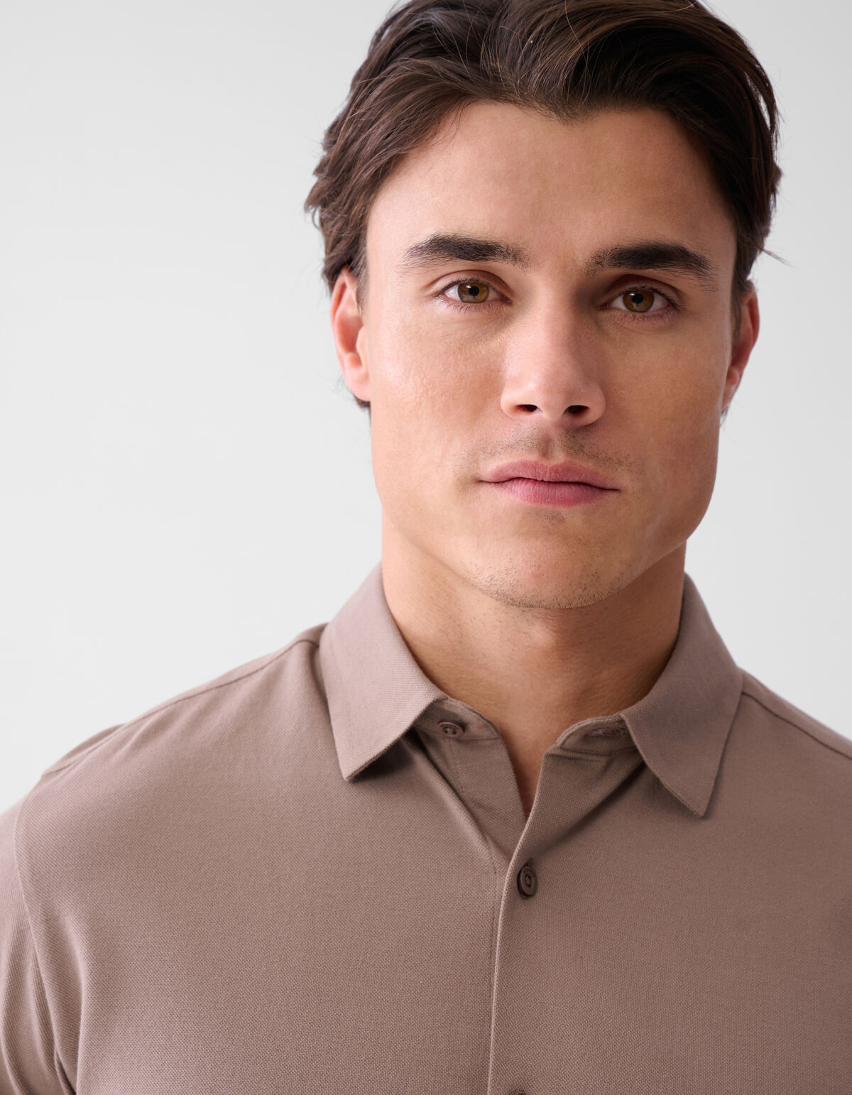 Piqu&eacute;-Hemd Hellbraun SHOEBY MEN