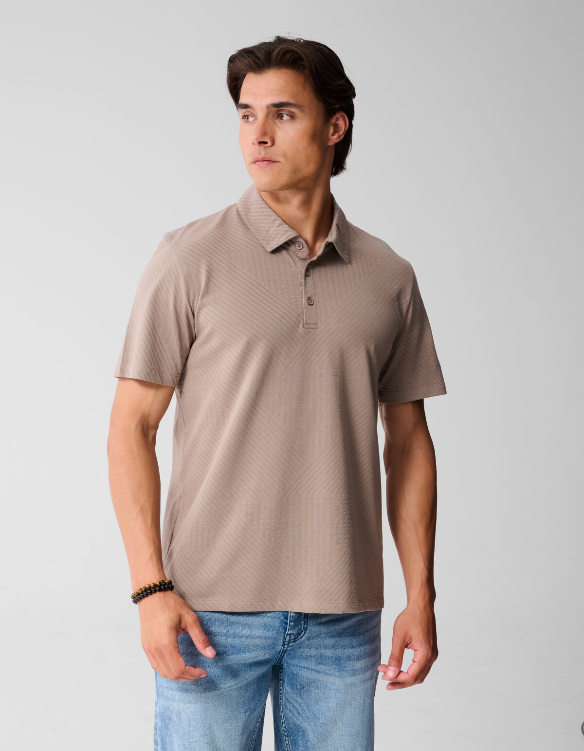 Jacquard-Polo Hellbraun SHOEBY MEN