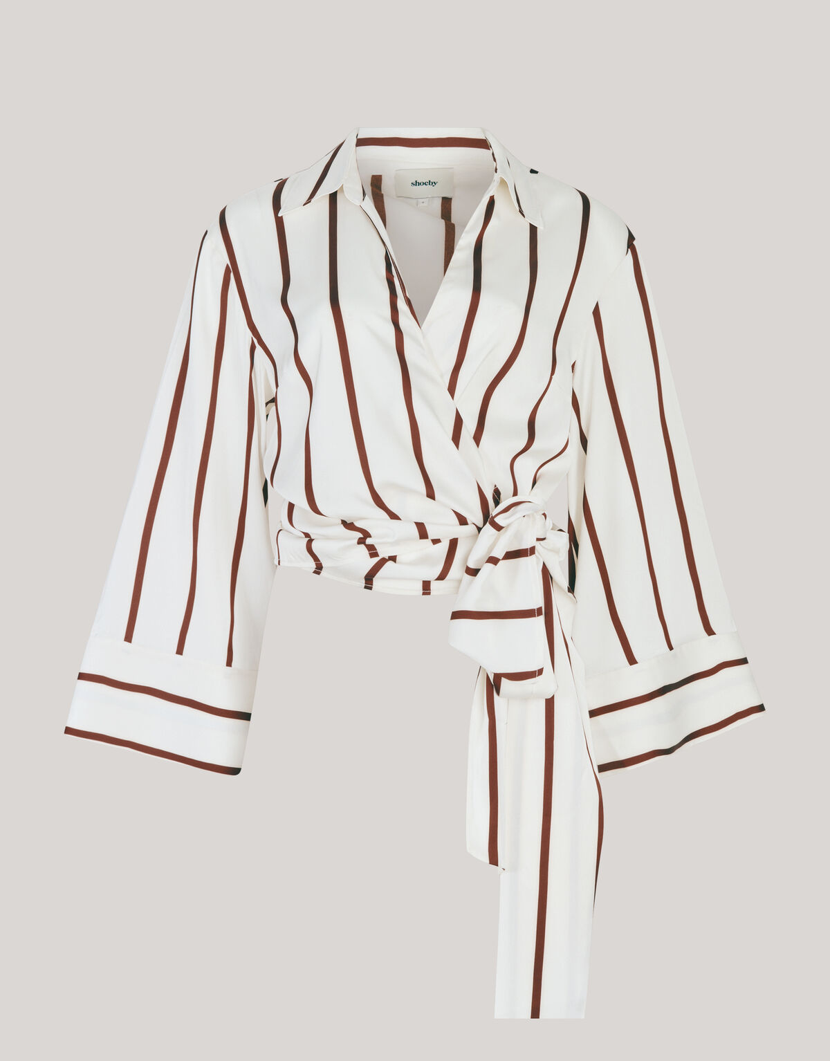 Gestreifte Overslag-Bluse Wei&szlig; von Mieke SHOEBY WOMEN