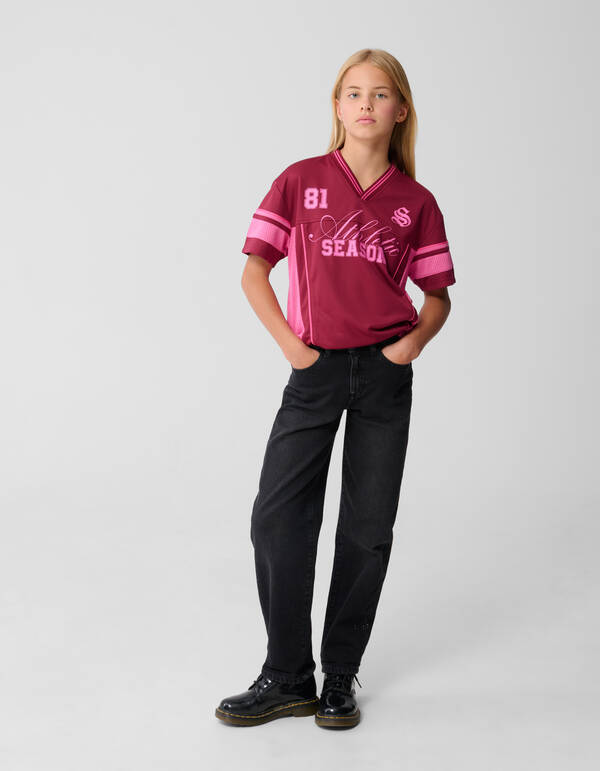 Baseball Mix T-Shirt Dunkelrot SHOEBY GIRLS