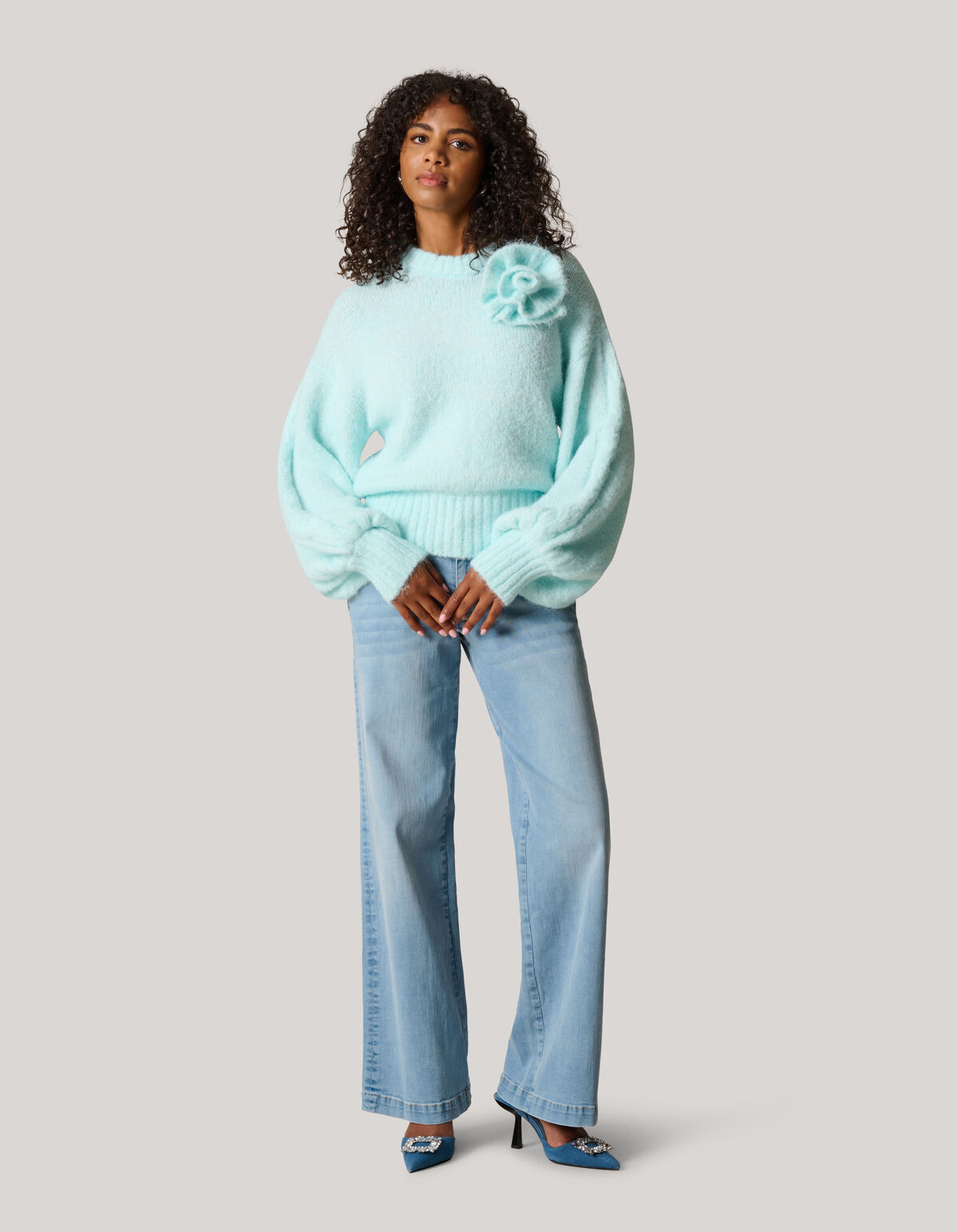 Blumen-Pullover Hellblau SHOEBY WOMEN