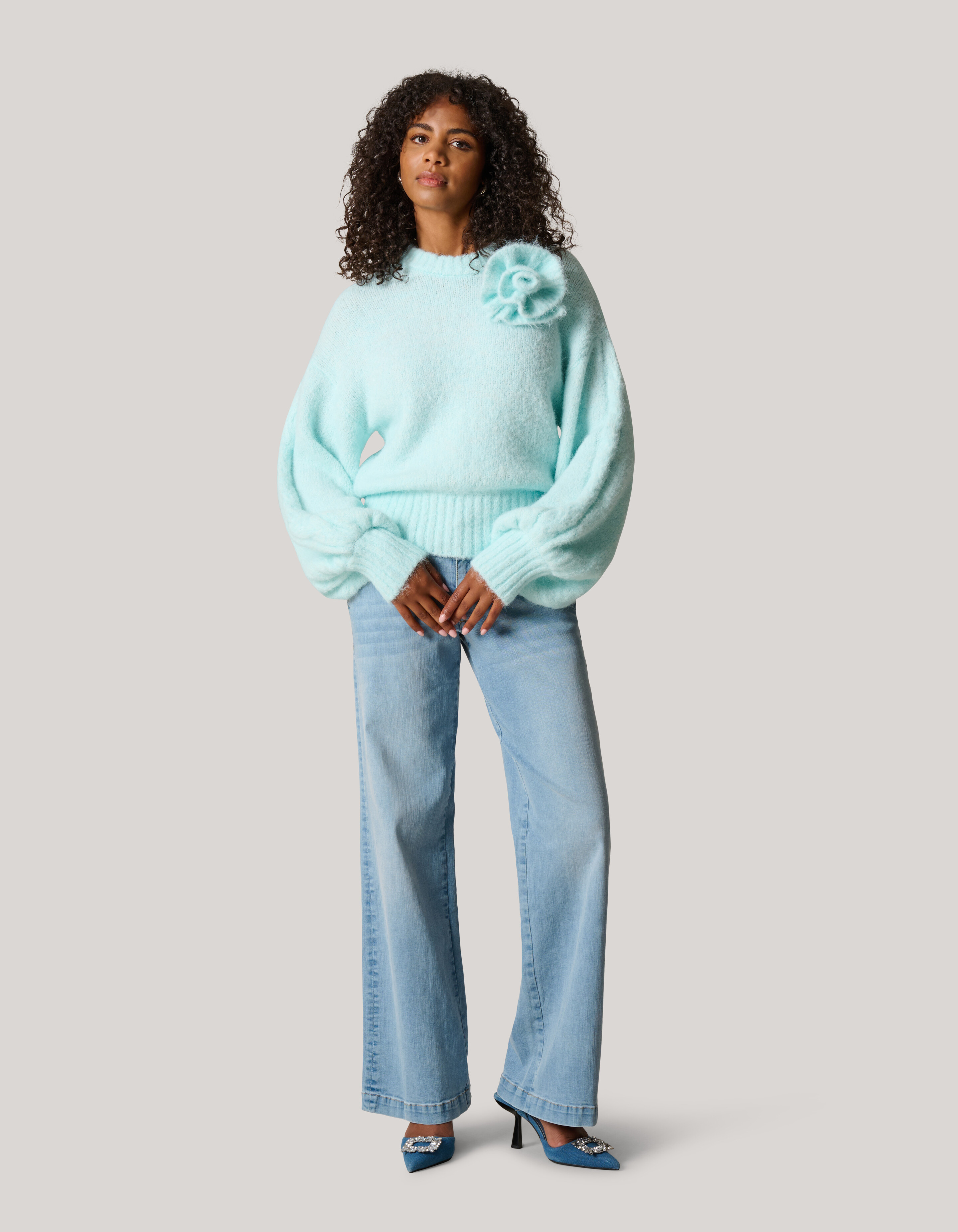 Blumen-Pullover Hellblau SHOEBY WOMEN