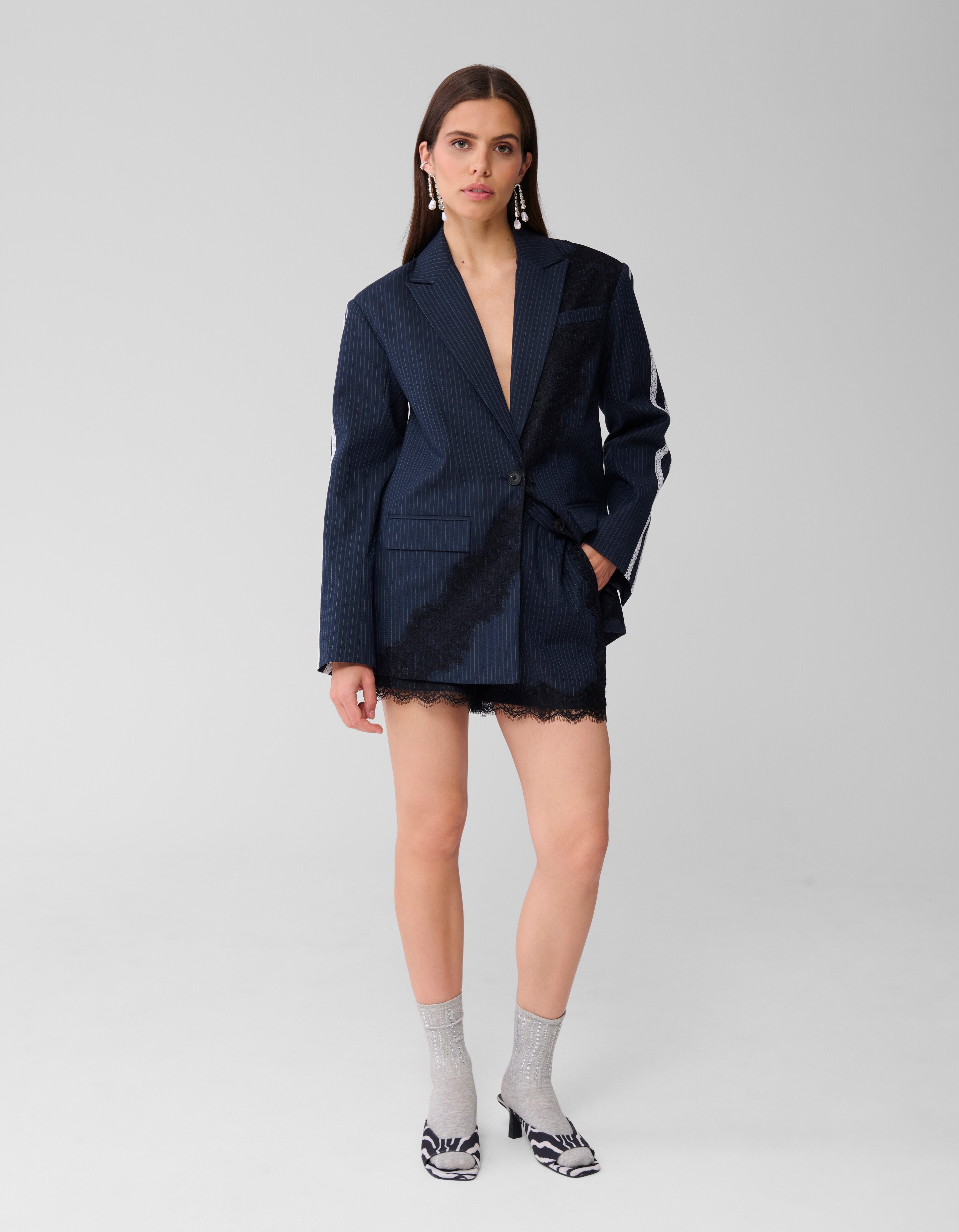 Übergroßer Blazer aus Spitze Dunkelblau SHOEBY WOMEN