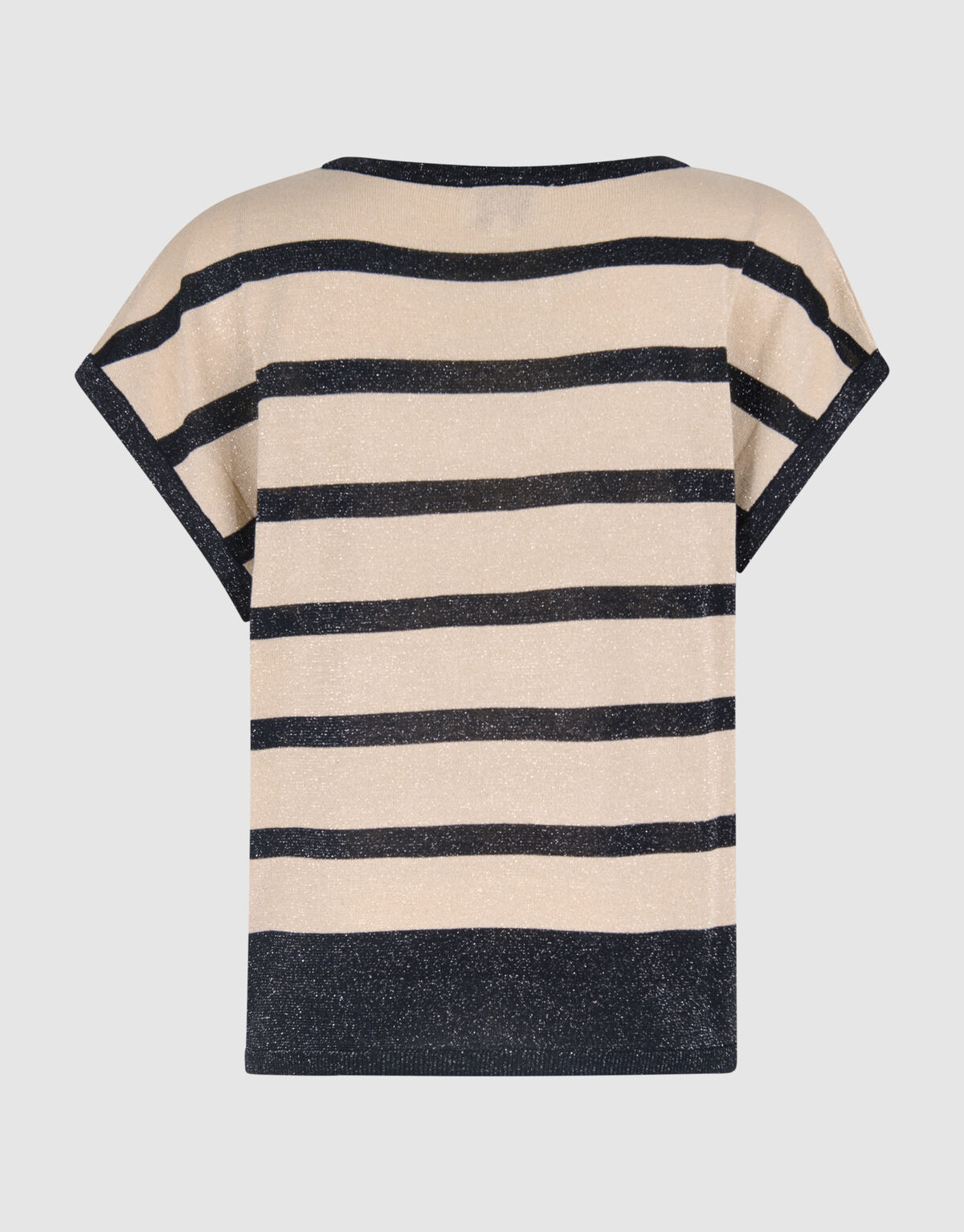 Glitter Gestreept T-shirt Gebroken Wit/Zwart SHOEBY WOMEN