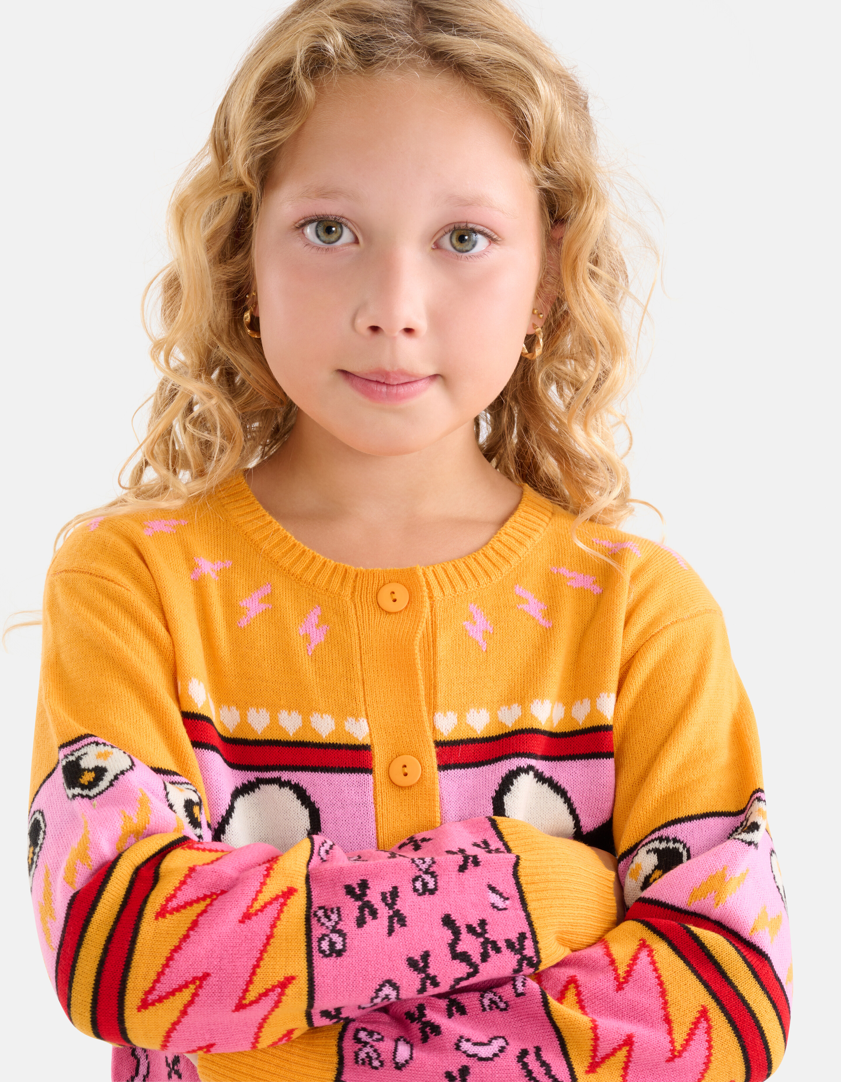 Grafische Strickjacke Orange SHOEBY GIRLS
