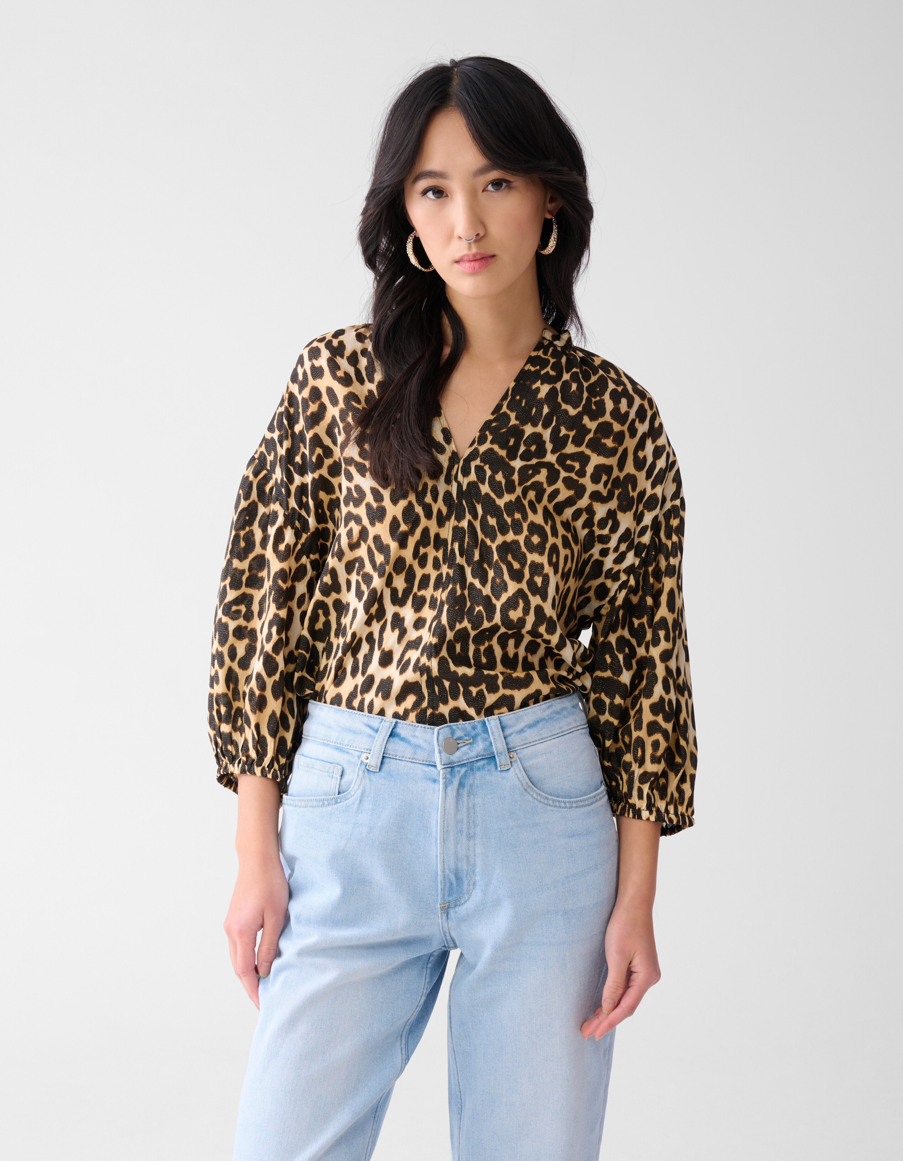 Leopard-Glanz-Bluse Braun SHOEBY WOMEN