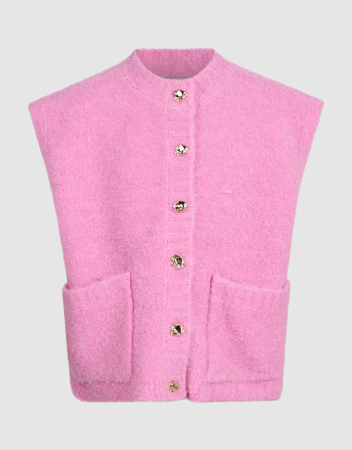Teddy Gebreid Gilet Roze SHOEBY GIRLS