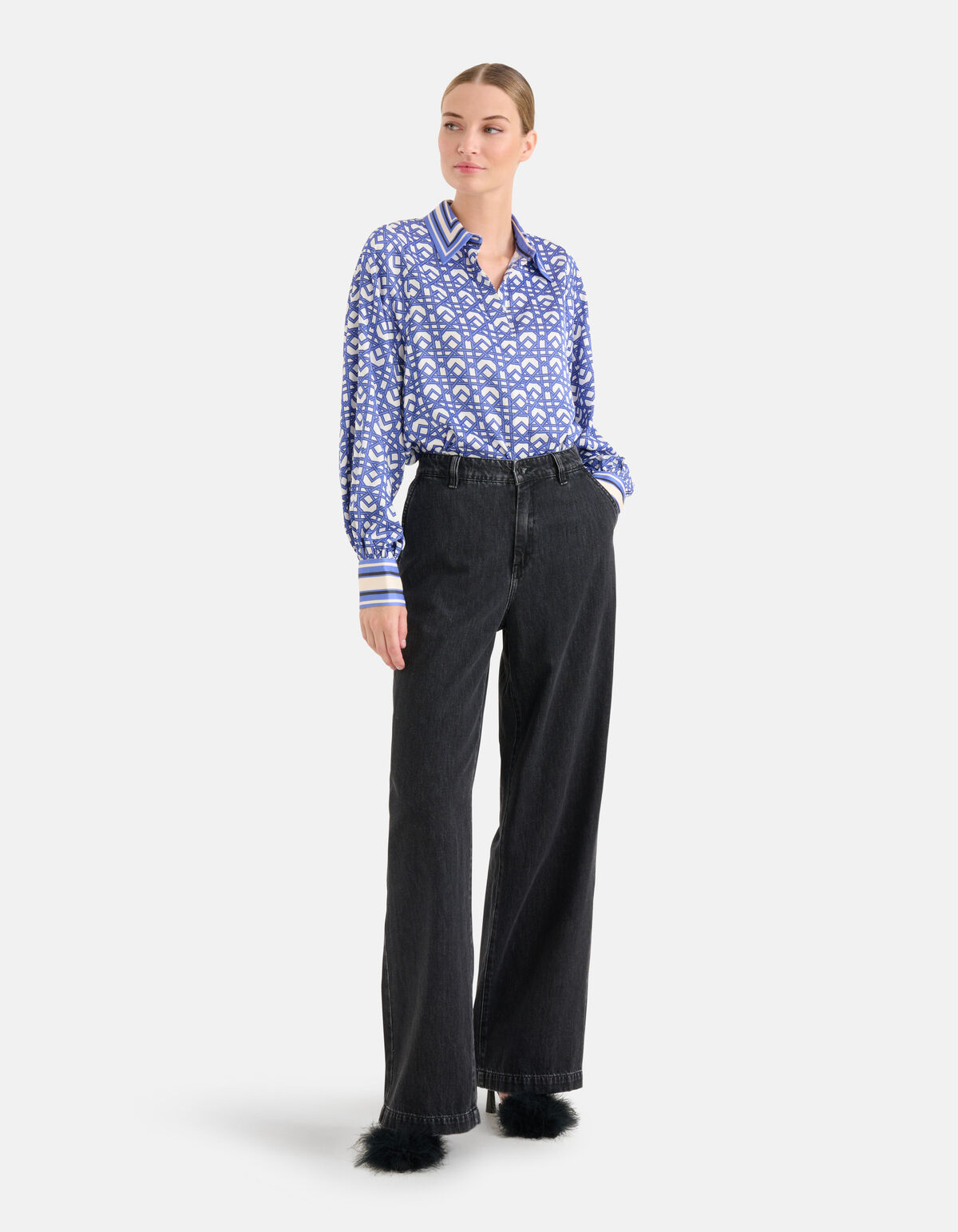Grafik-Retro-Bluse Lila SHOEBY WOMEN
