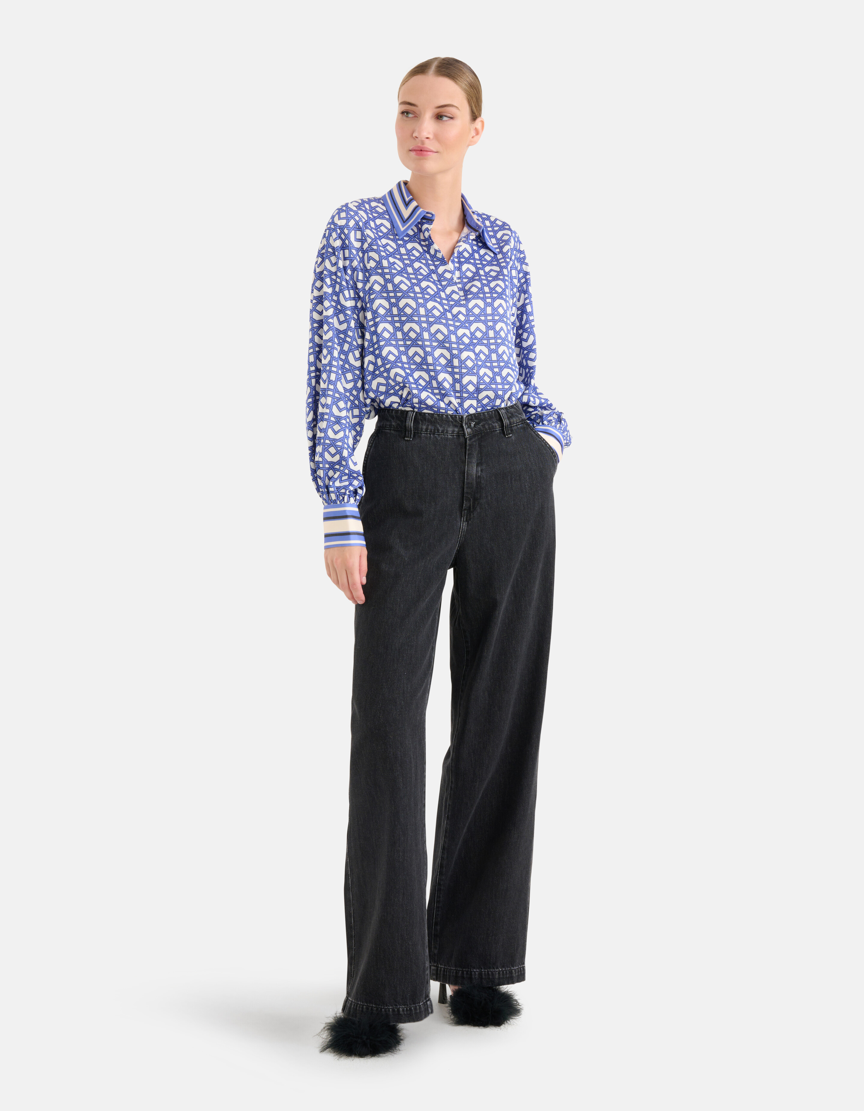 Grafik-Retro-Bluse Lila SHOEBY WOMEN