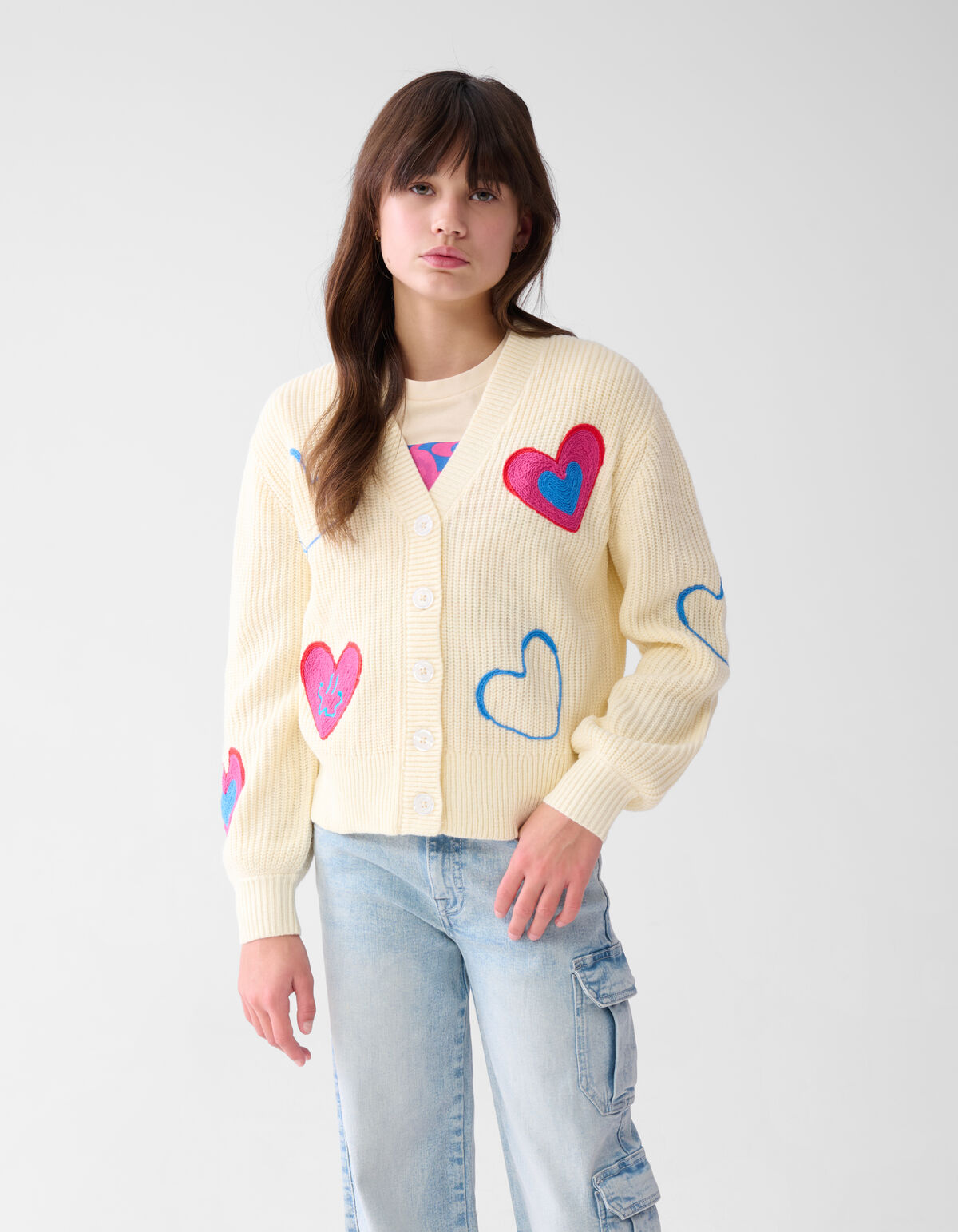 Herz Strickjacke Off White SHOEBY GIRLS