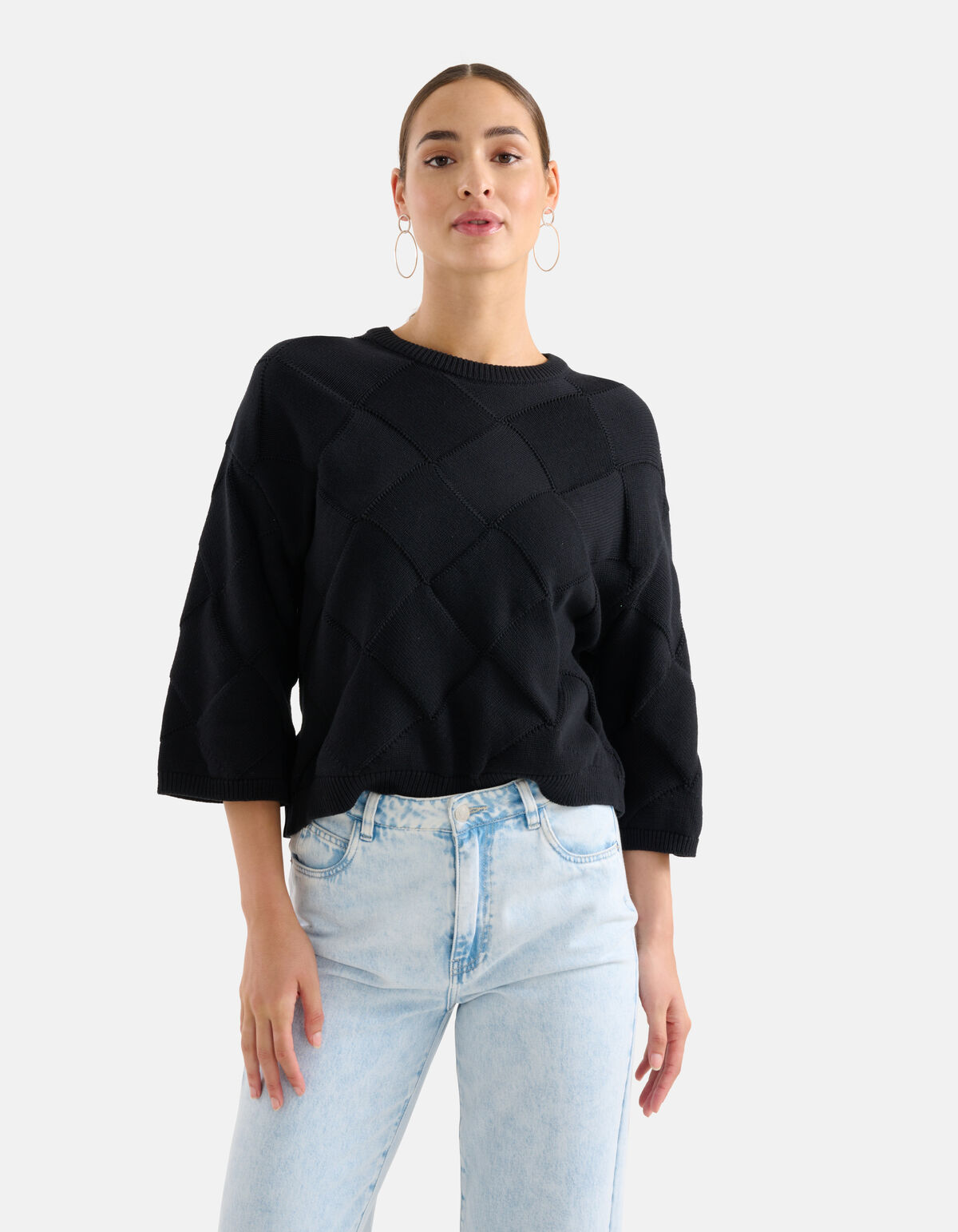 Karierter Strickpullover Schwarz SHOEBY WOMEN