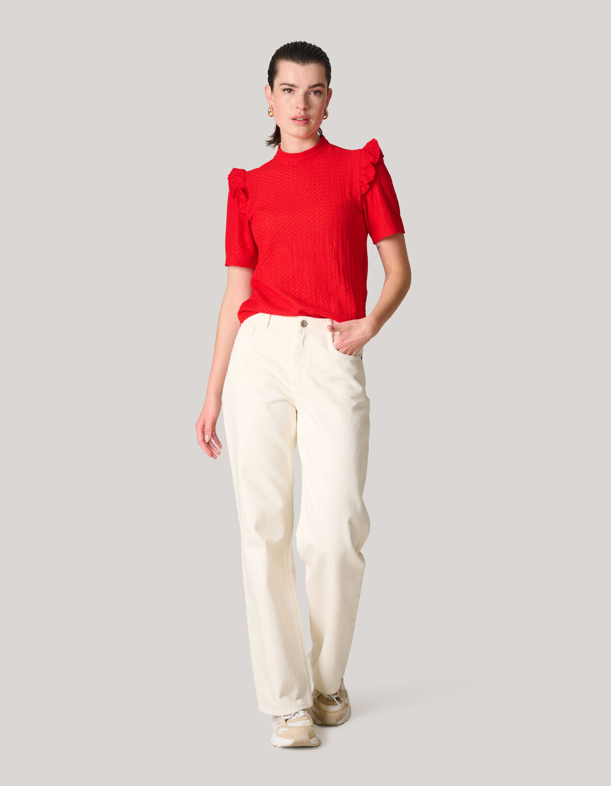 Crinkle R&uuml;schen Top Rot SHOEBY WOMEN