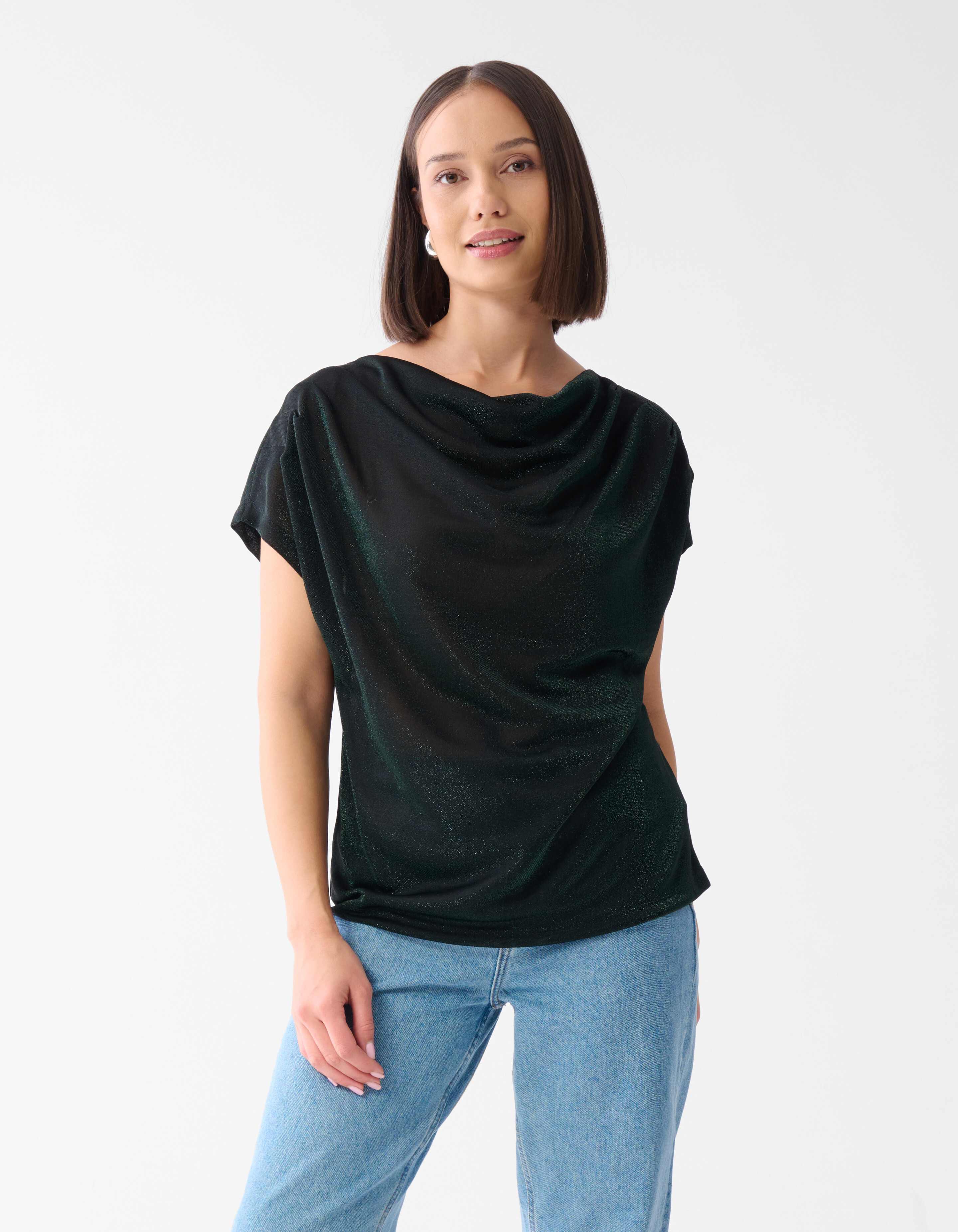 Glitter Waterfall Top Dunkelgrün SHOEBY WOMEN