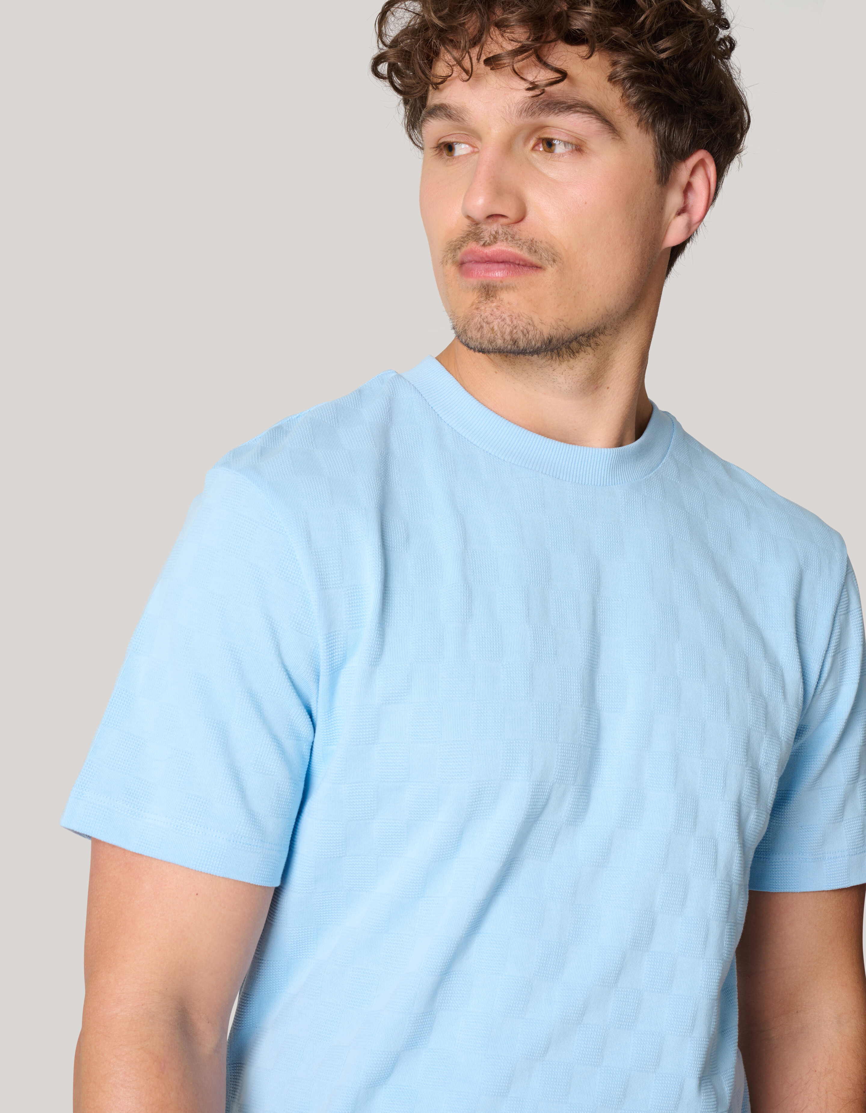 Block Textur T-shirt Hellblau SHOEBY MEN