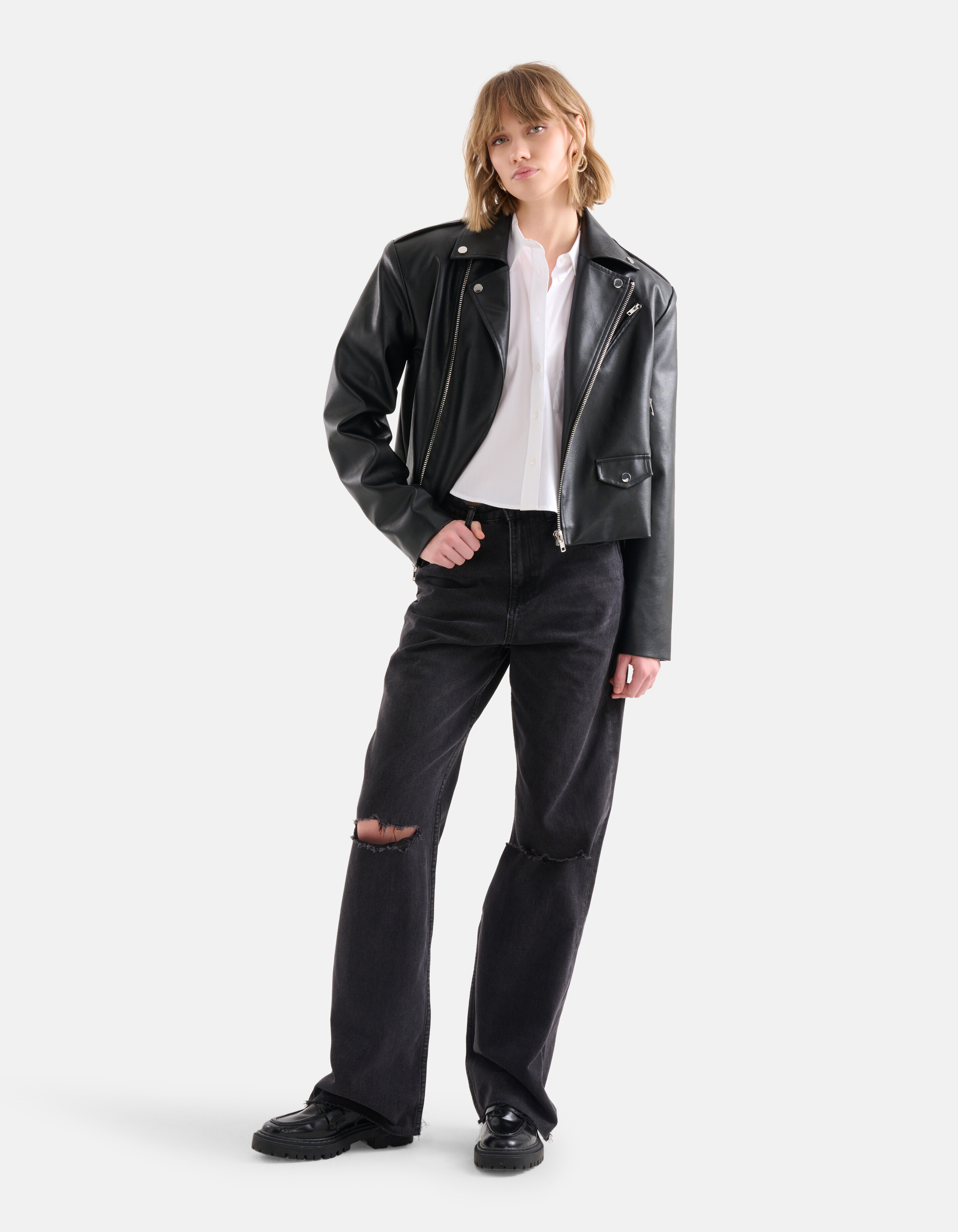 Bikerjacke aus veganem Leder Schwarz SHOEBY WOMEN