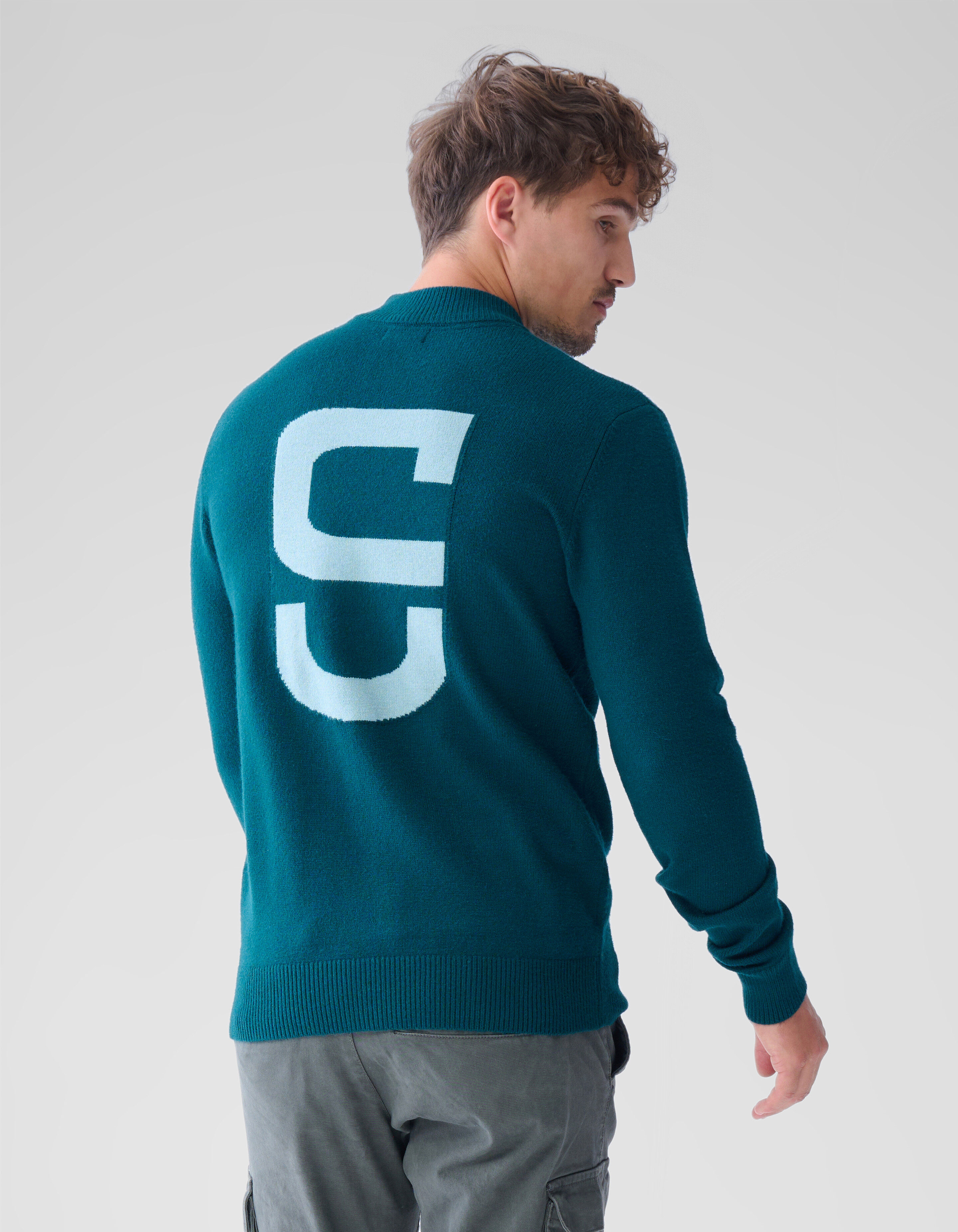 Jacquard-Strickpullover Dunkelgrün SHOEBY MEN