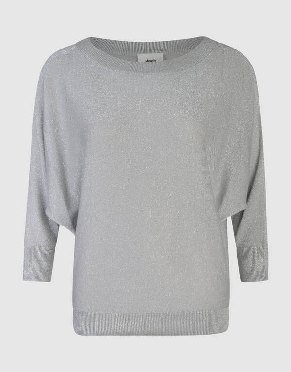 Glitzer Fledermausärmel Pullover Hellgrau SHOEBY WOMEN