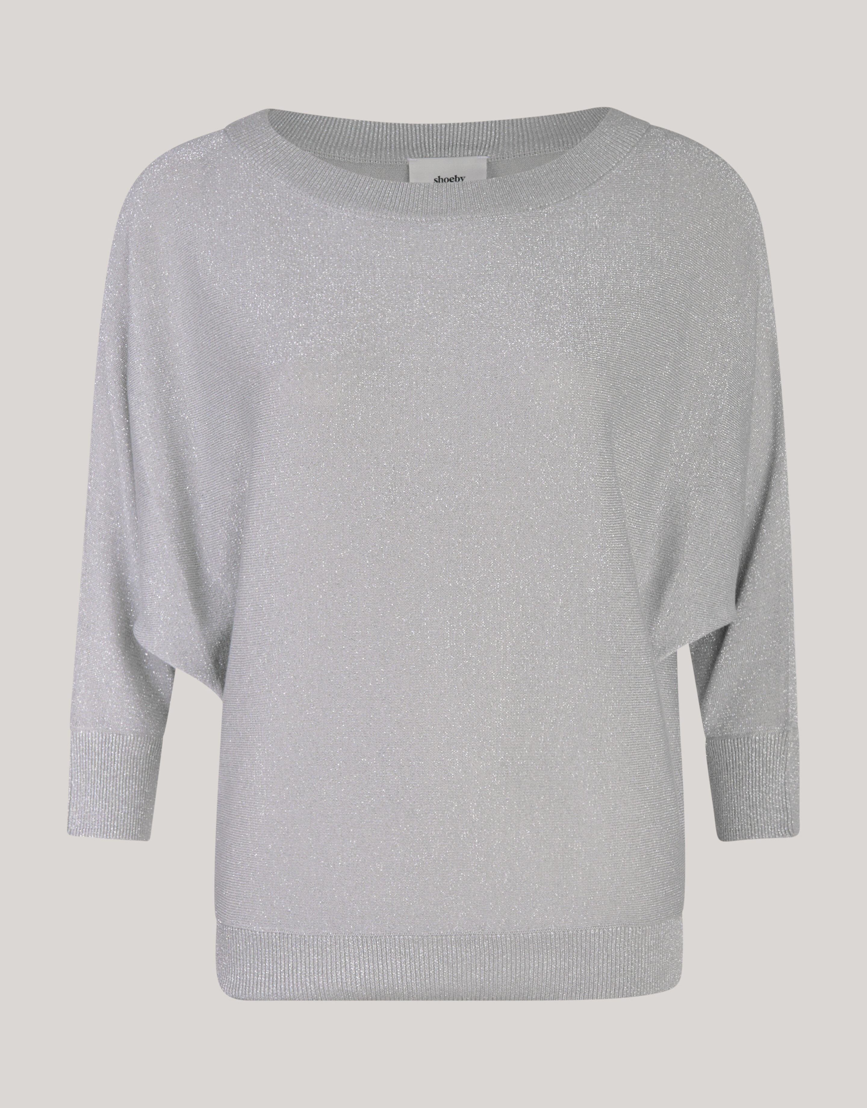 Glitzer Fledermausärmel Pullover Hellgrau SHOEBY WOMEN