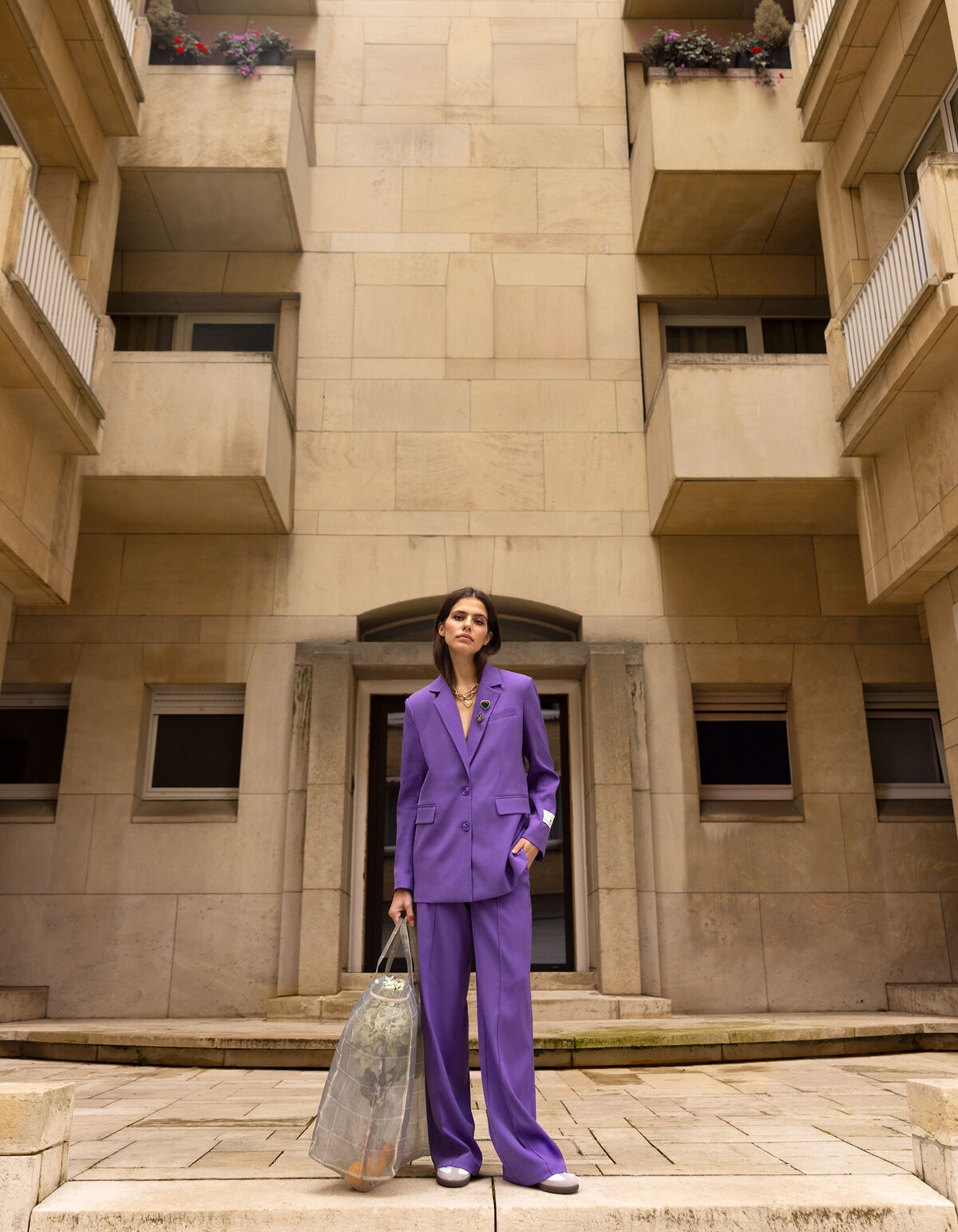 Basic Hose mit weitem Bein Lila SHOEBY WOMEN