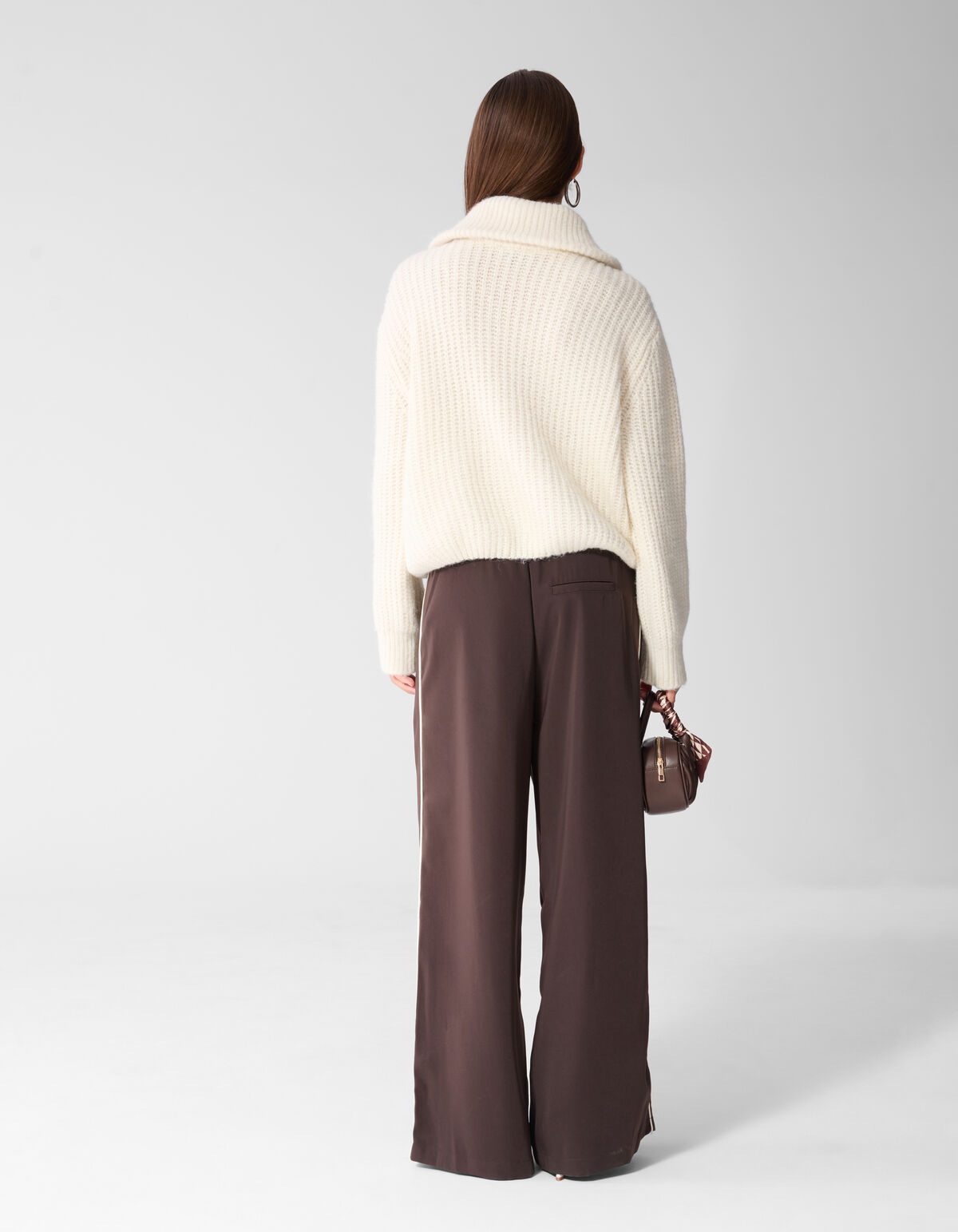 Sporty Piping Wide Leg Fit Hose Dunkelbraun SHOEBY WOMEN