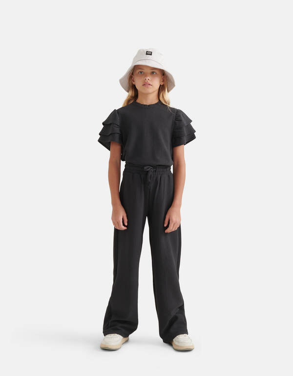 Crinkle Palazzo Hose Dunkelgrau SHOEBY GIRLS