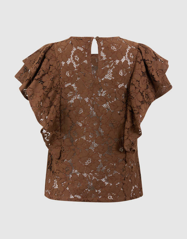 Kanten R&uuml;schen Top Braun SHOEBY WOMEN