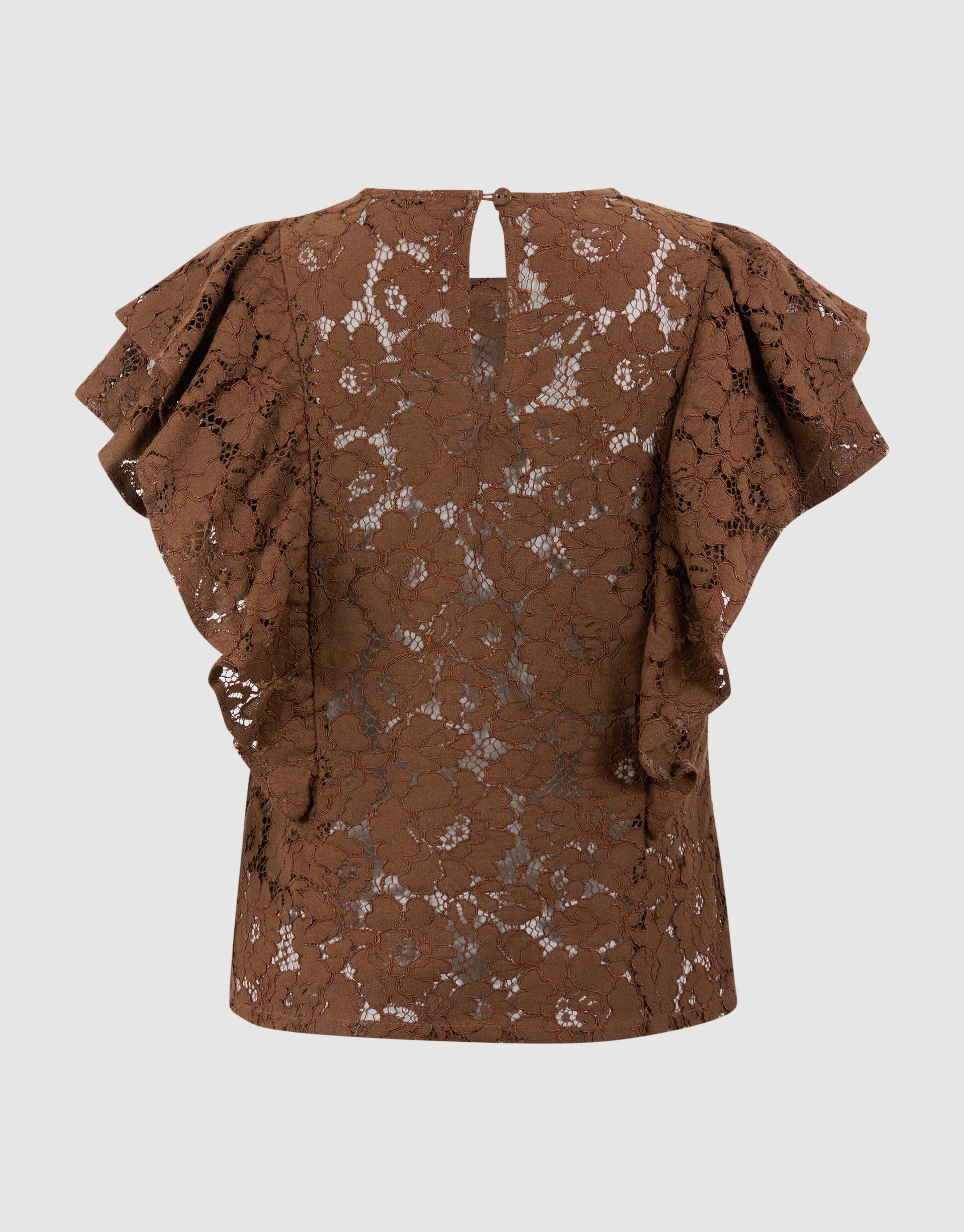 Kanten R&uuml;schen Top Braun SHOEBY WOMEN