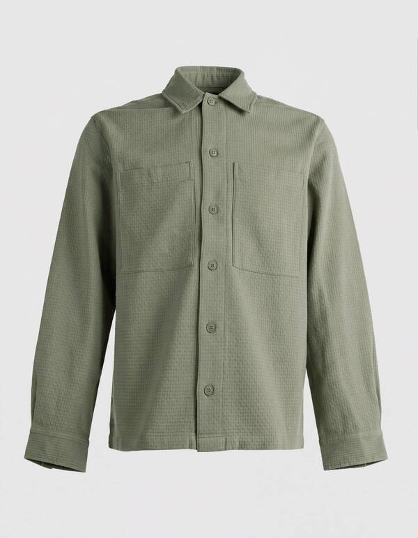 Block-Jacquard-Overshirt Gr&uuml;n SHOEBY MEN