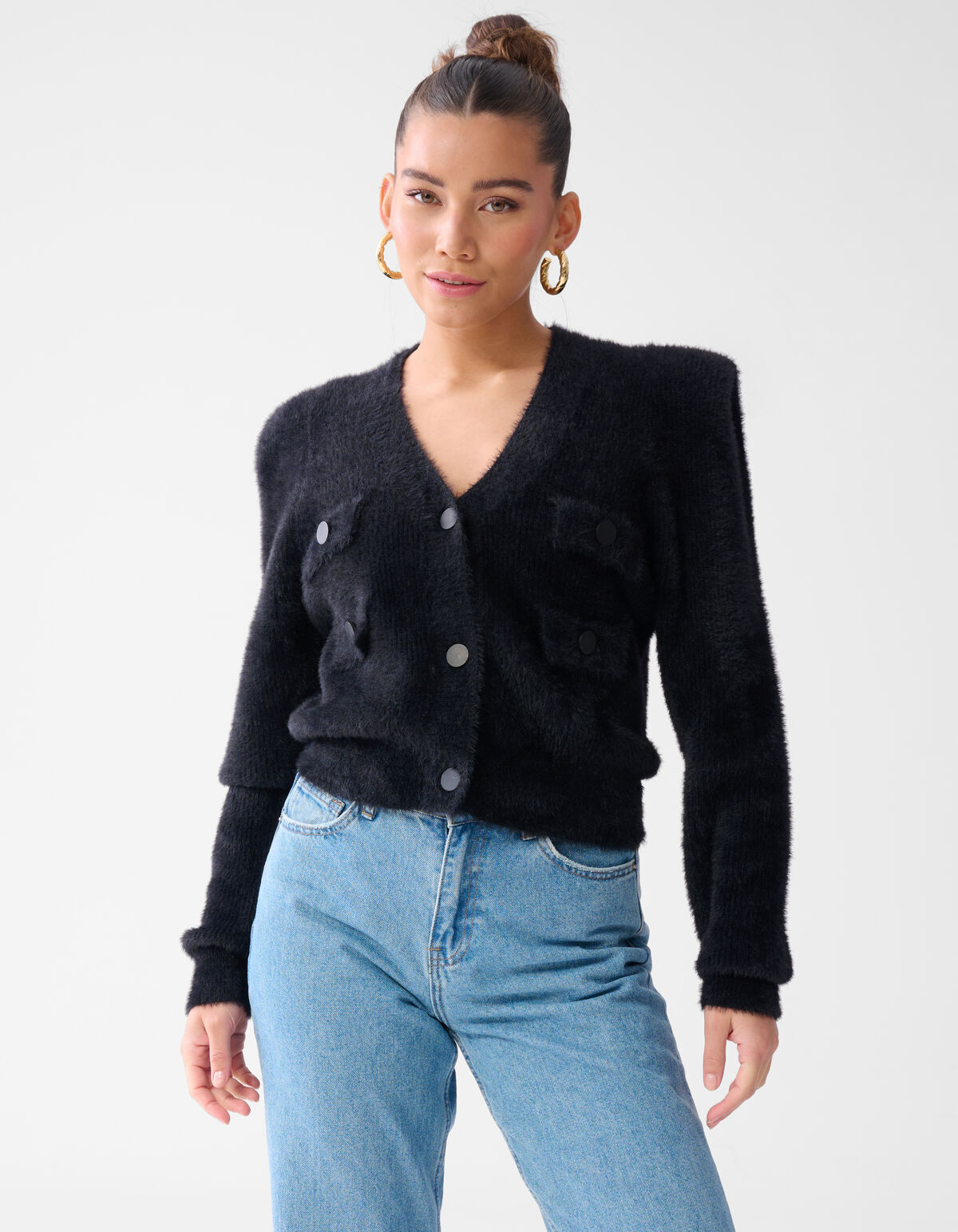 Taschen-Strickjacke Schwarz SHOEBY WOMEN