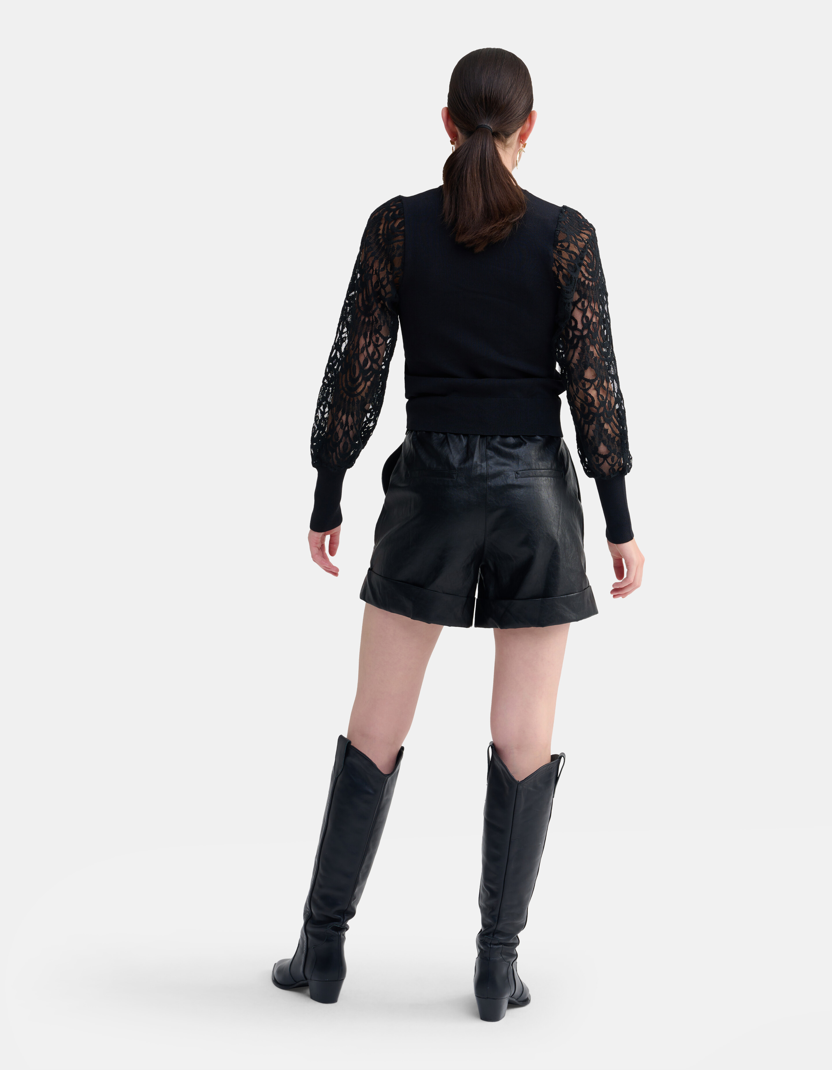 Top mit Spitzenärmeln Schwarz SHOEBY WOMEN