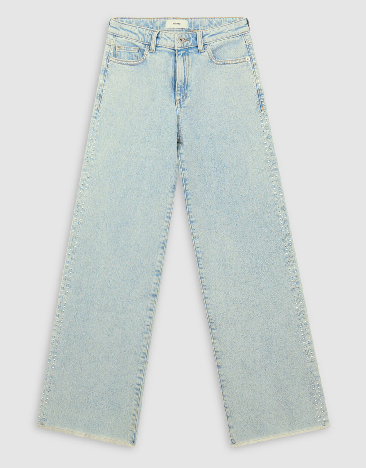 Jeans mit weitem Bein und Nieten, gebleicht SHOEBY GIRLS