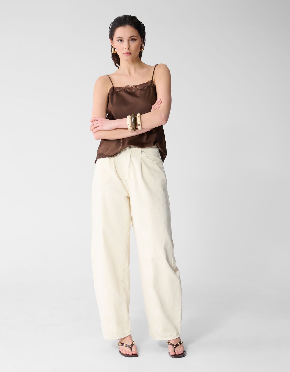 Polkadot Baggy Fit Jeans Gebrochen Wei&szlig; SHOEBY WOMEN