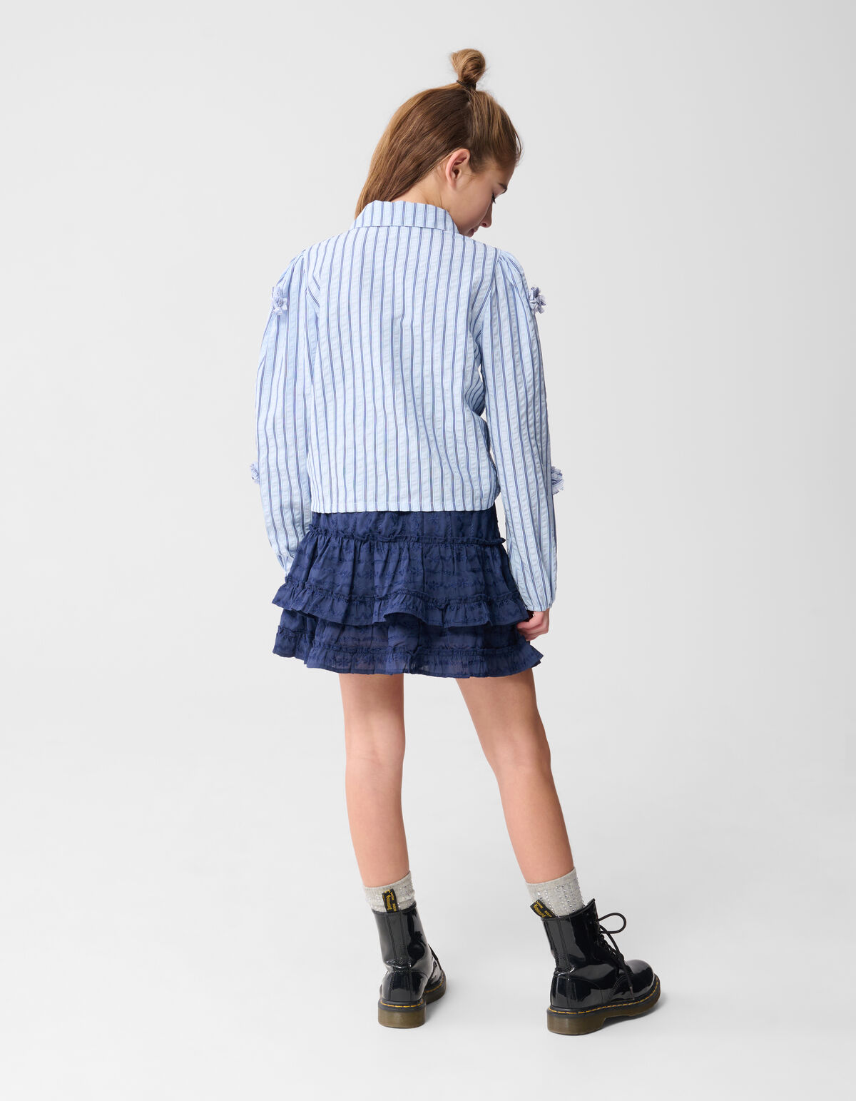 Pinstripe Flower Blouse Blau SHOEBY GIRLS