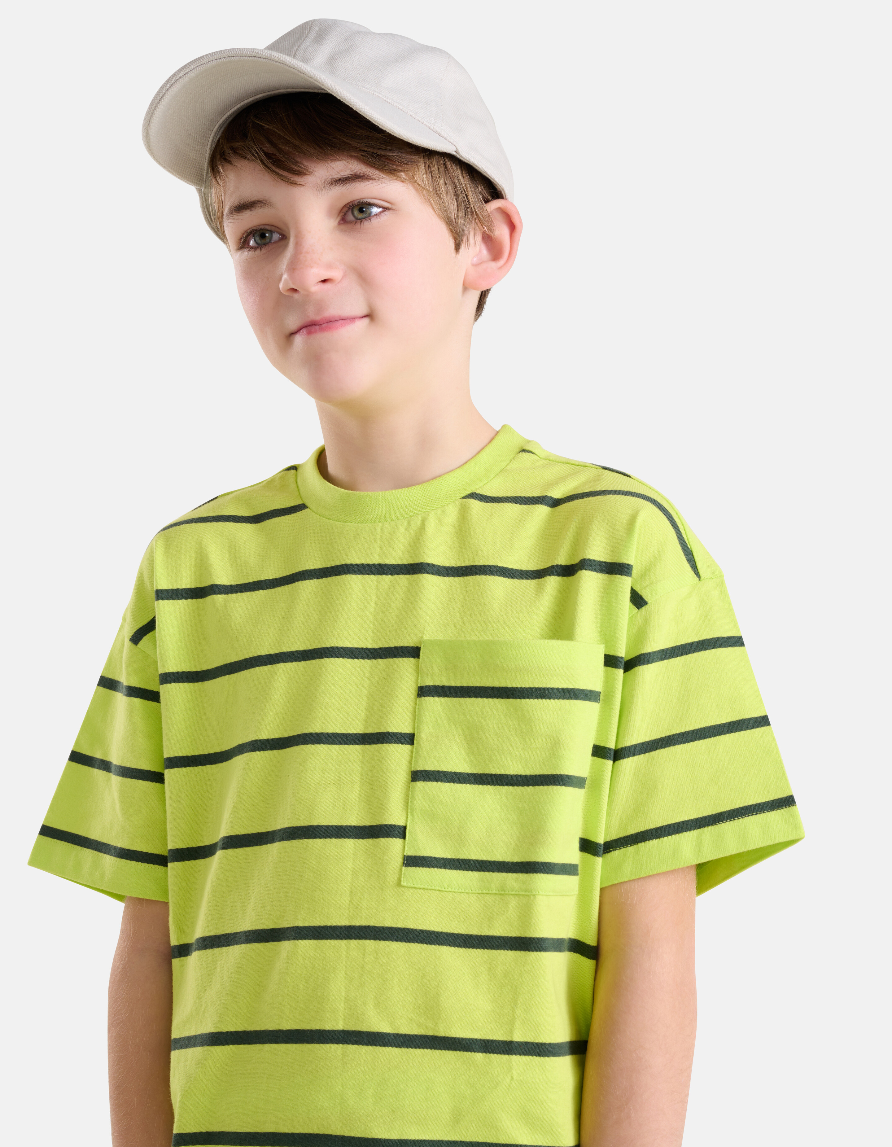 Gestreiftes T-Shirt Lime Green SHOEBY BOYS