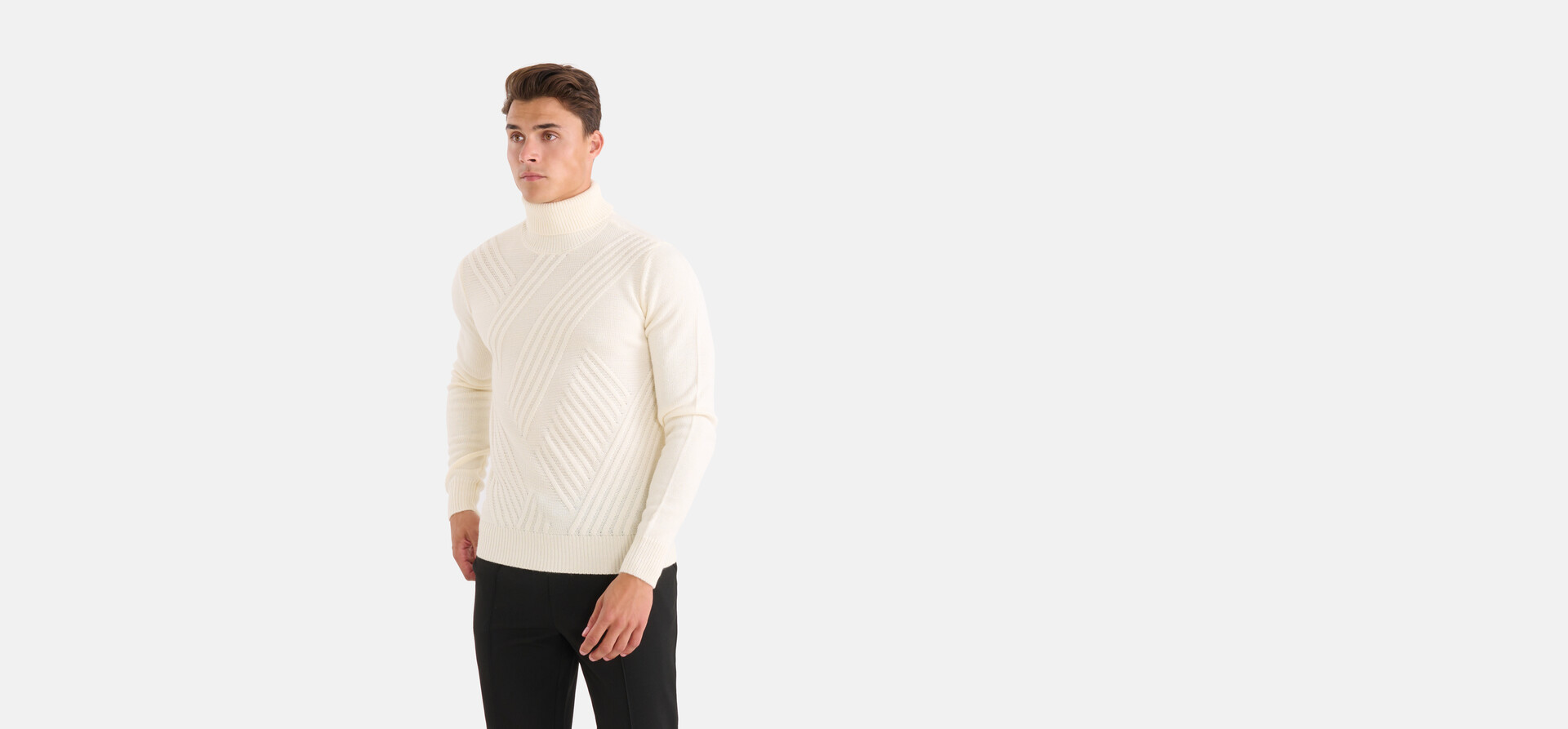 Diagonaler Kabelpullover Off White SHOEBY MEN
