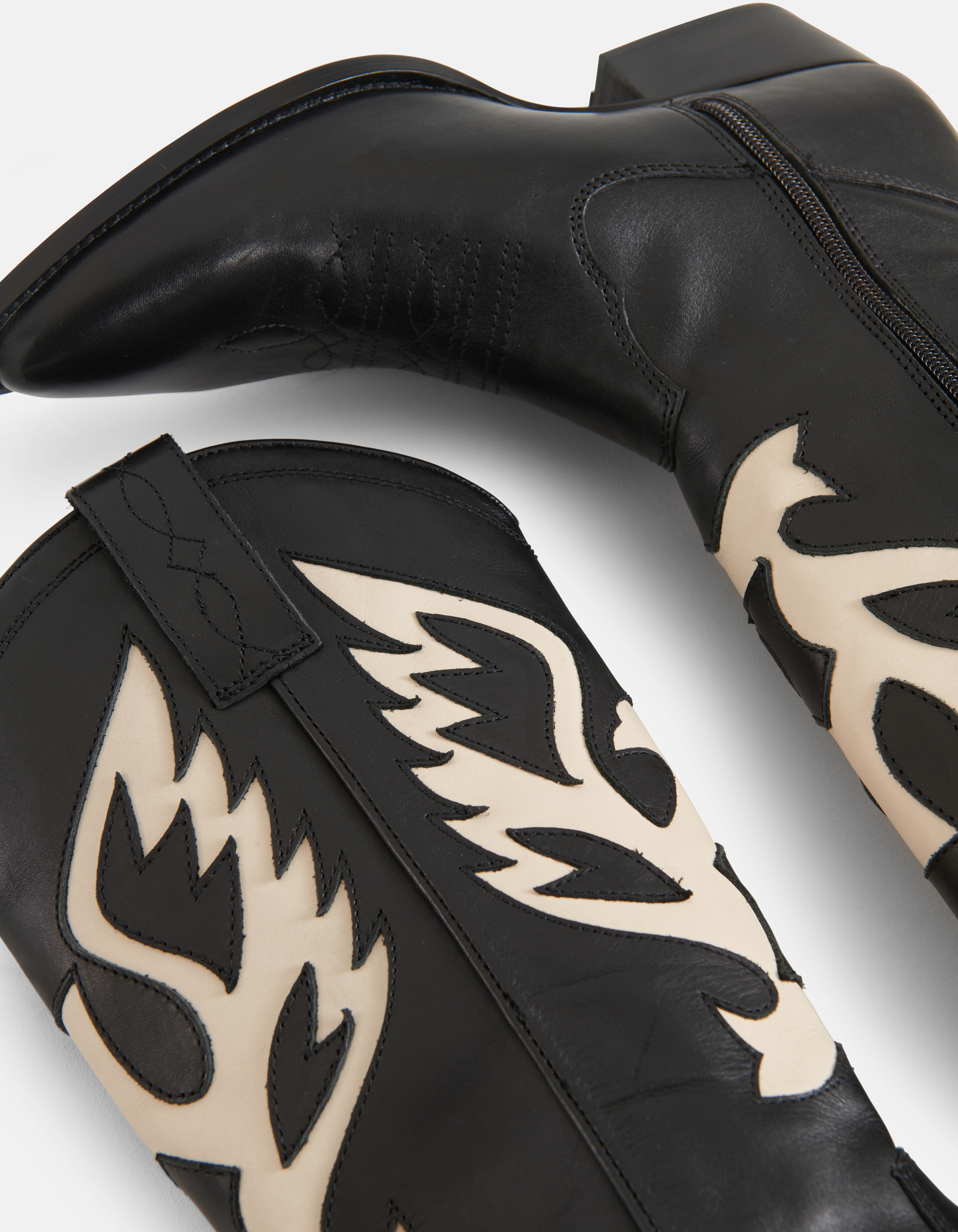Leder Cowboystiefel Schwarz/Weiß SHOEBY SHOES