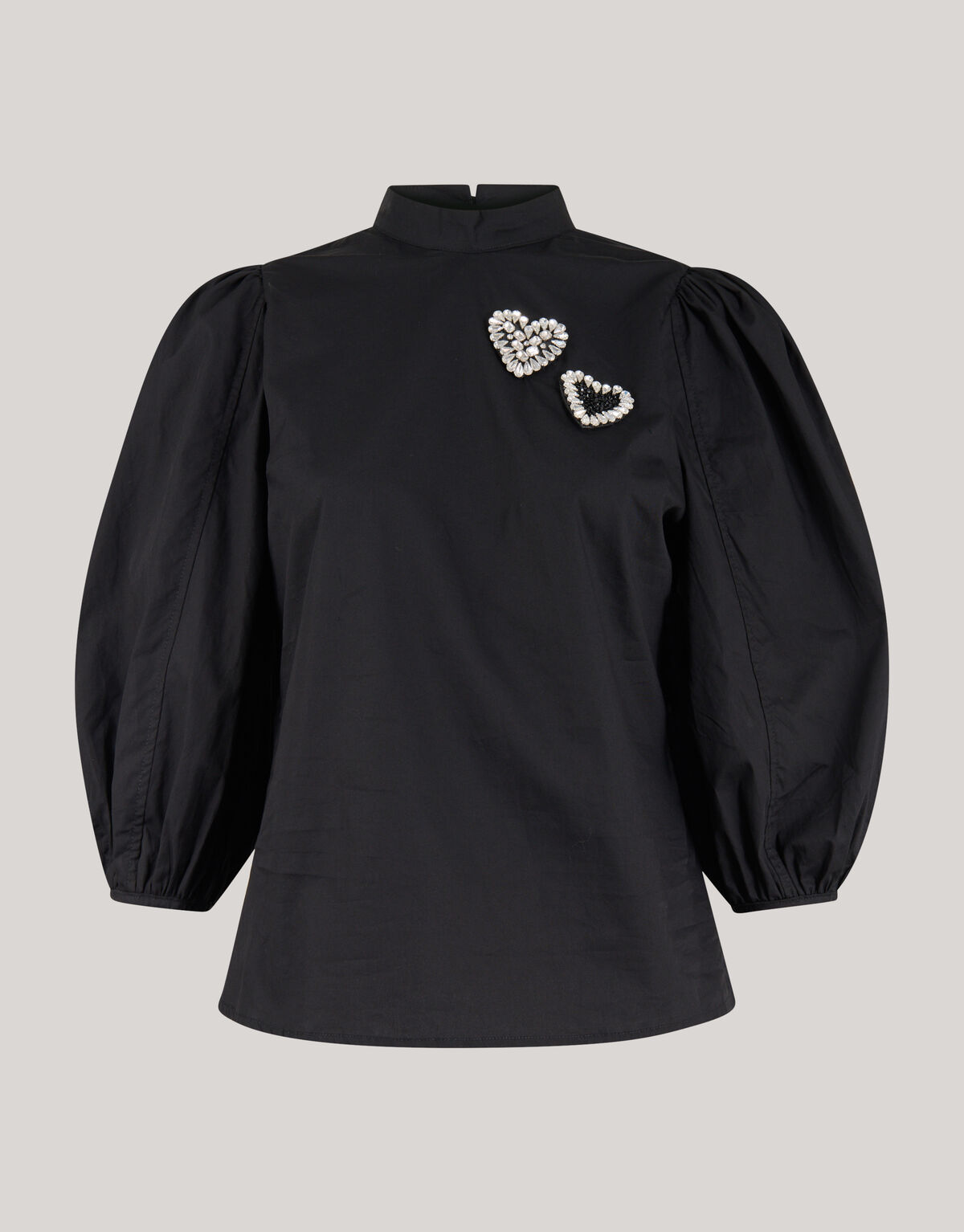 Strass Herz Popeline Bluse Schwarz SHOEBY WOMEN